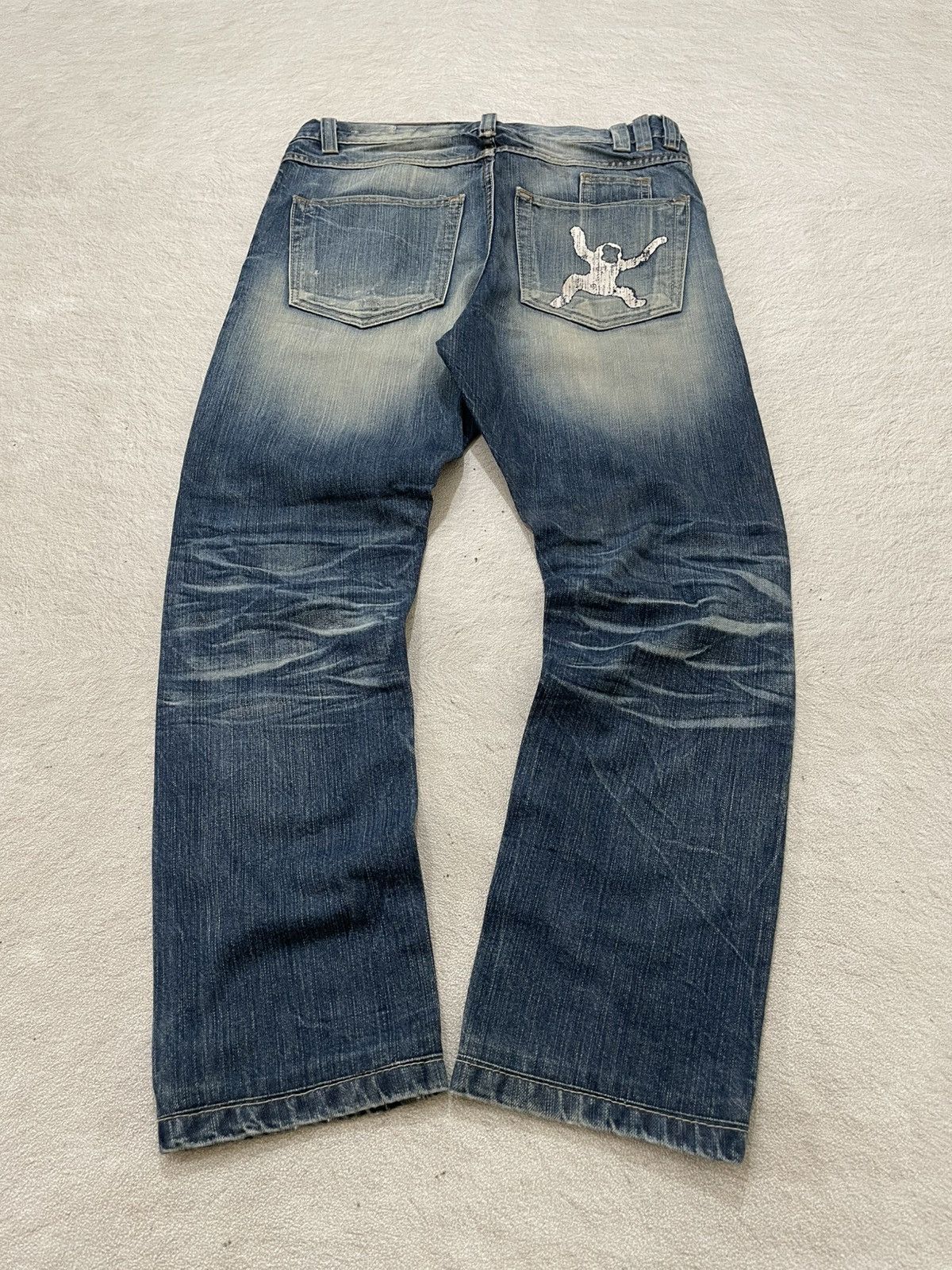 Japanese Brand 2000s Slack Rare Faded Denim Blue Jeans Stonewash Y2K Japan Size US 31 - 7 Thumbnail