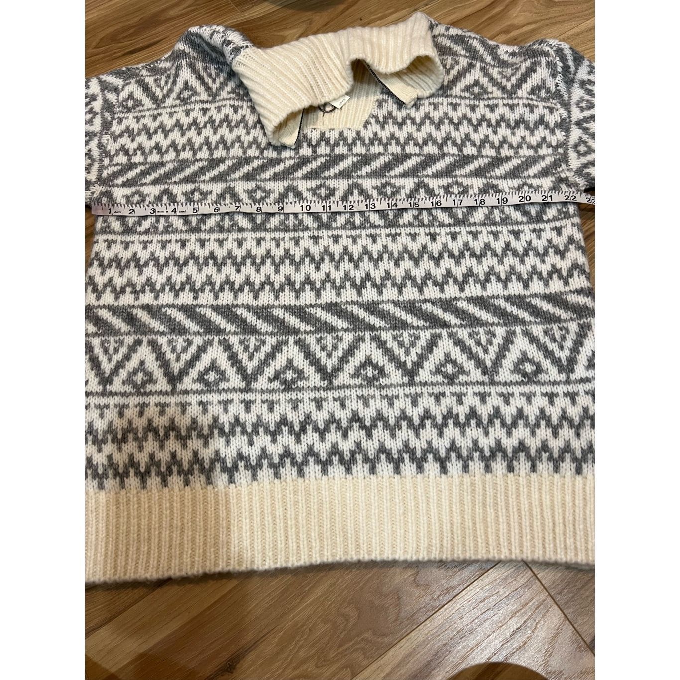 Other Aerie NWT Gray Cream Wool Blend 1/4 Zip Pullover Sweater Ove Size XS / US 0-2 / IT 36-38 - 7 Thumbnail