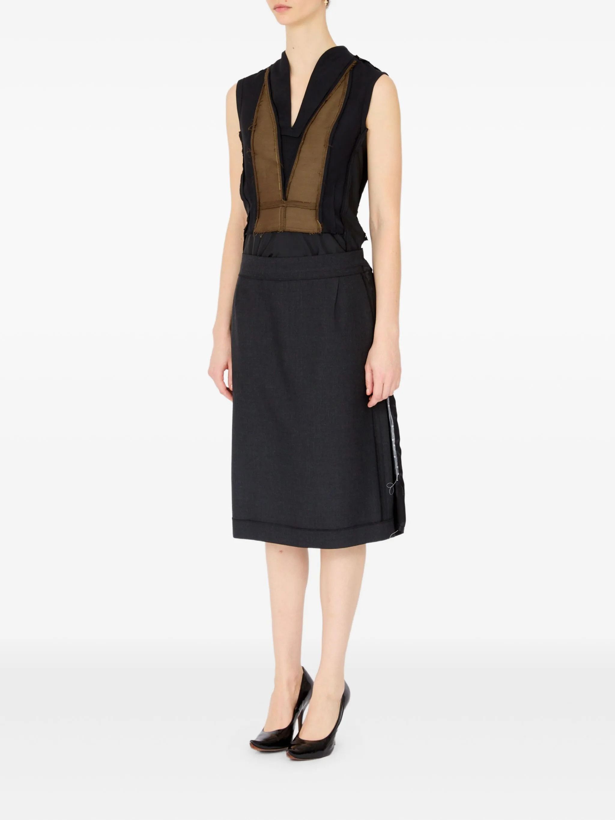 Maison Margiela o1w1db10526 Midi Skirt in Dark Grey Size 26" / US 2 / IT 38 - 7 Thumbnail