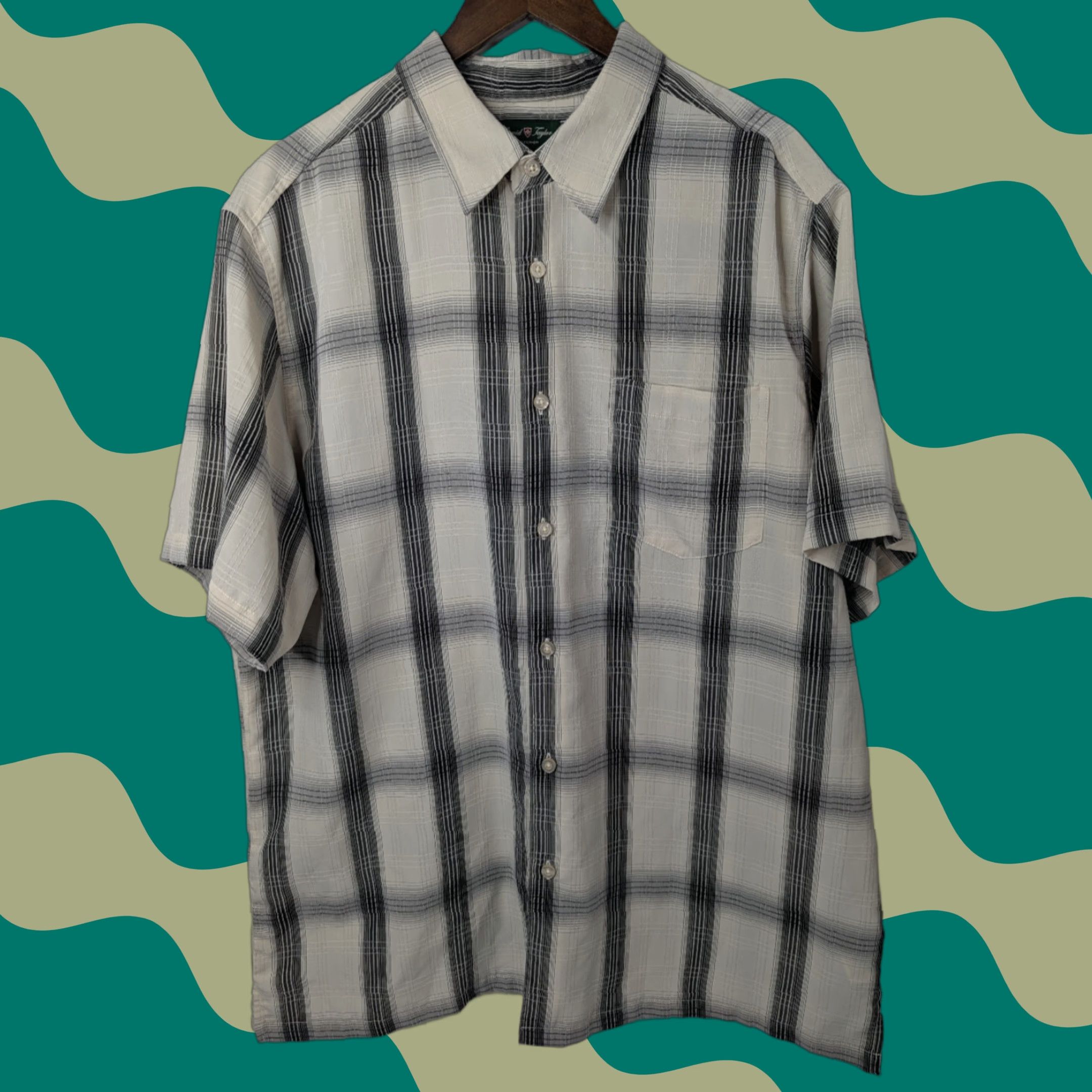 Vintage David Taylor Shirt Men’s XLT Big & Tall Beige Plaid Short Sleeve Collared Top Size US XL / EU 56 / 4 - 1 Thumbnail
