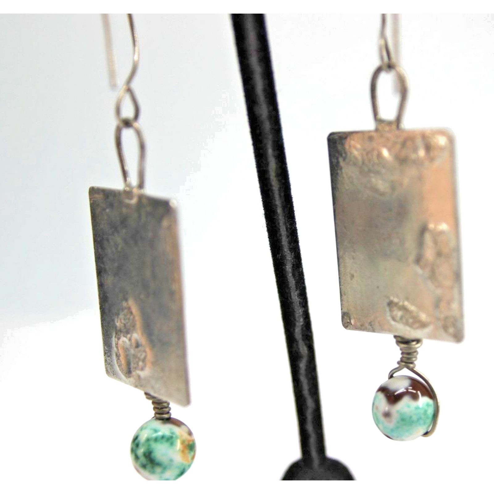 Other Handcrafted Butterfly Earring Art Glass Bead SilverTone 2.5" Size ONE SIZE - 4 Thumbnail