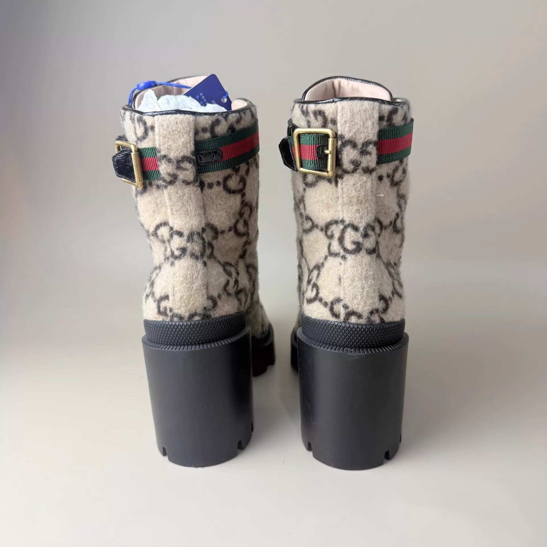 Gucci GUCCI Black Brown GG Print Platform Ankle Boots Size US 6 / IT 36 - 3 Thumbnail