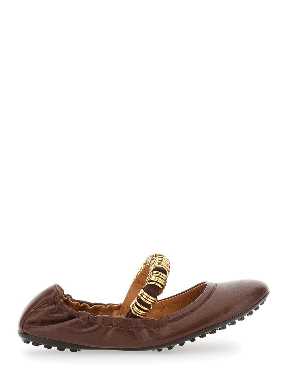 Tod's 'Dee' Brown Ballerinas with Decorative Rings on the Front in Leather Woman Size US 7 / IT 37 - 1 Thumbnail