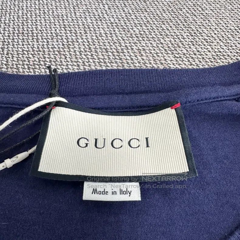 Gucci Contrast colour logo print to make old round-neck sh