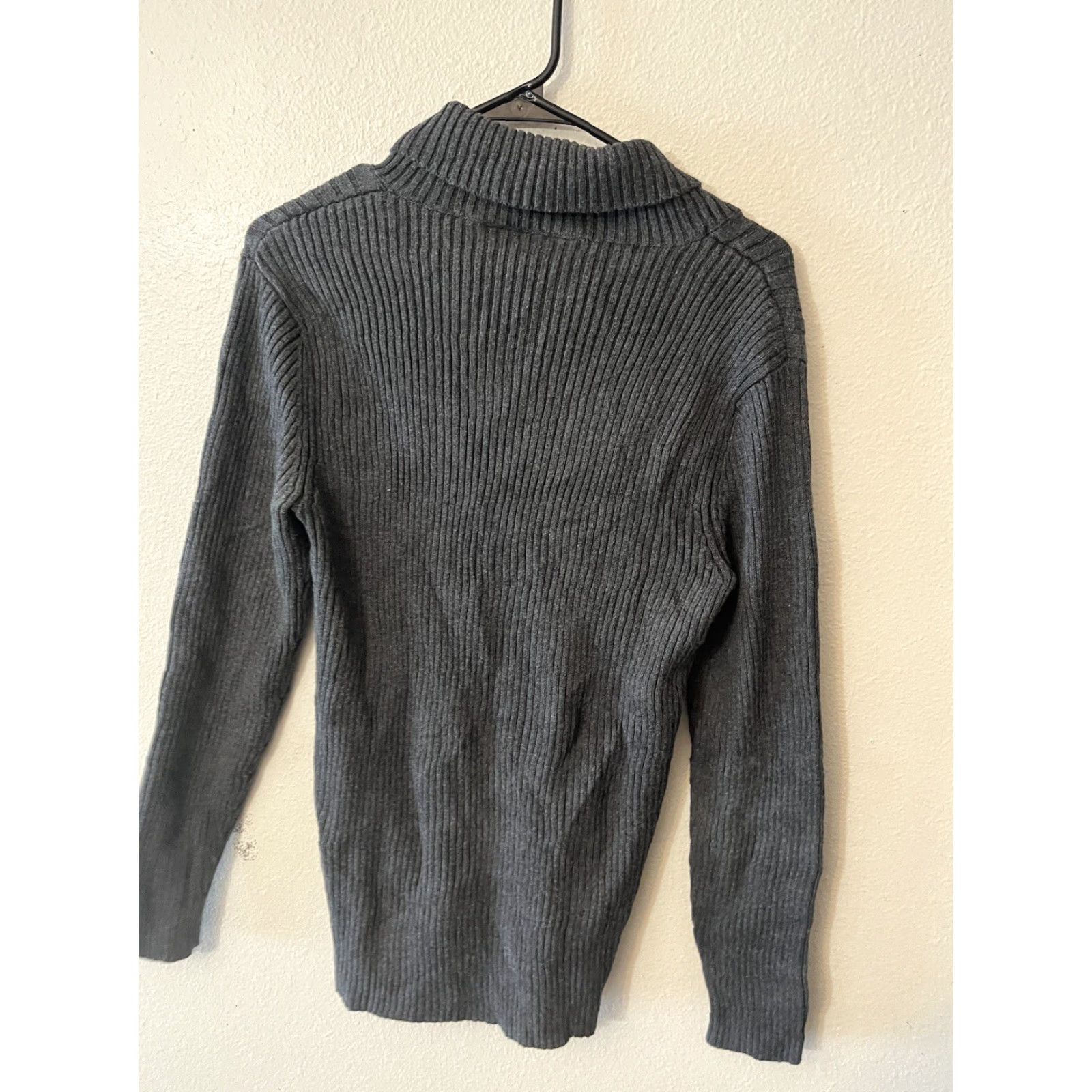 DKNY DKNY Sweater Womens L Gray Knit Shawl Collar Ribbed Pullover Long Sleeve Size L / US 10 / IT 46 - 2 Thumbnail