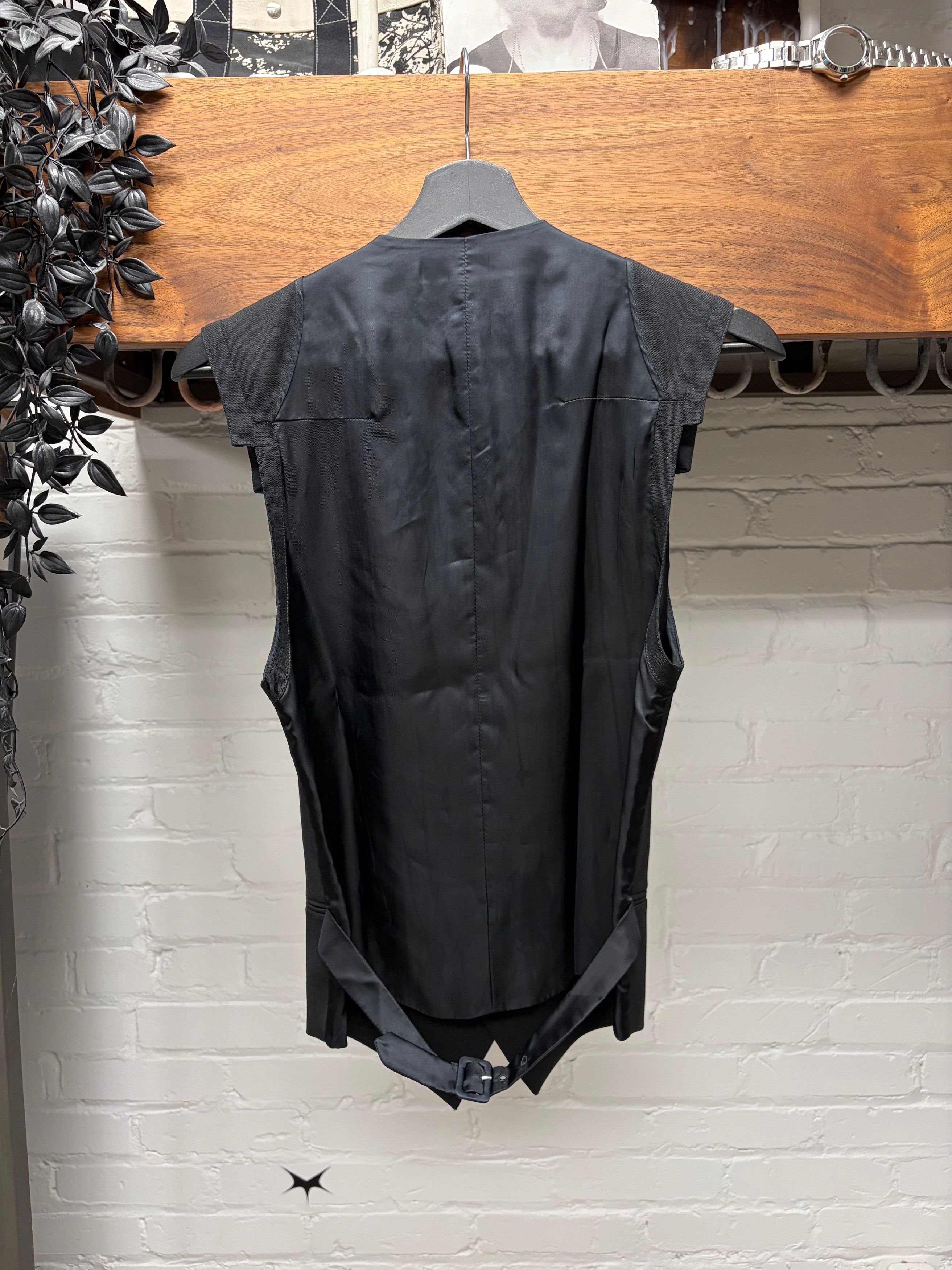 Dior Dior Homme Black Wool Shoulder Padded Formal Vest Size 44S - 4 Thumbnail