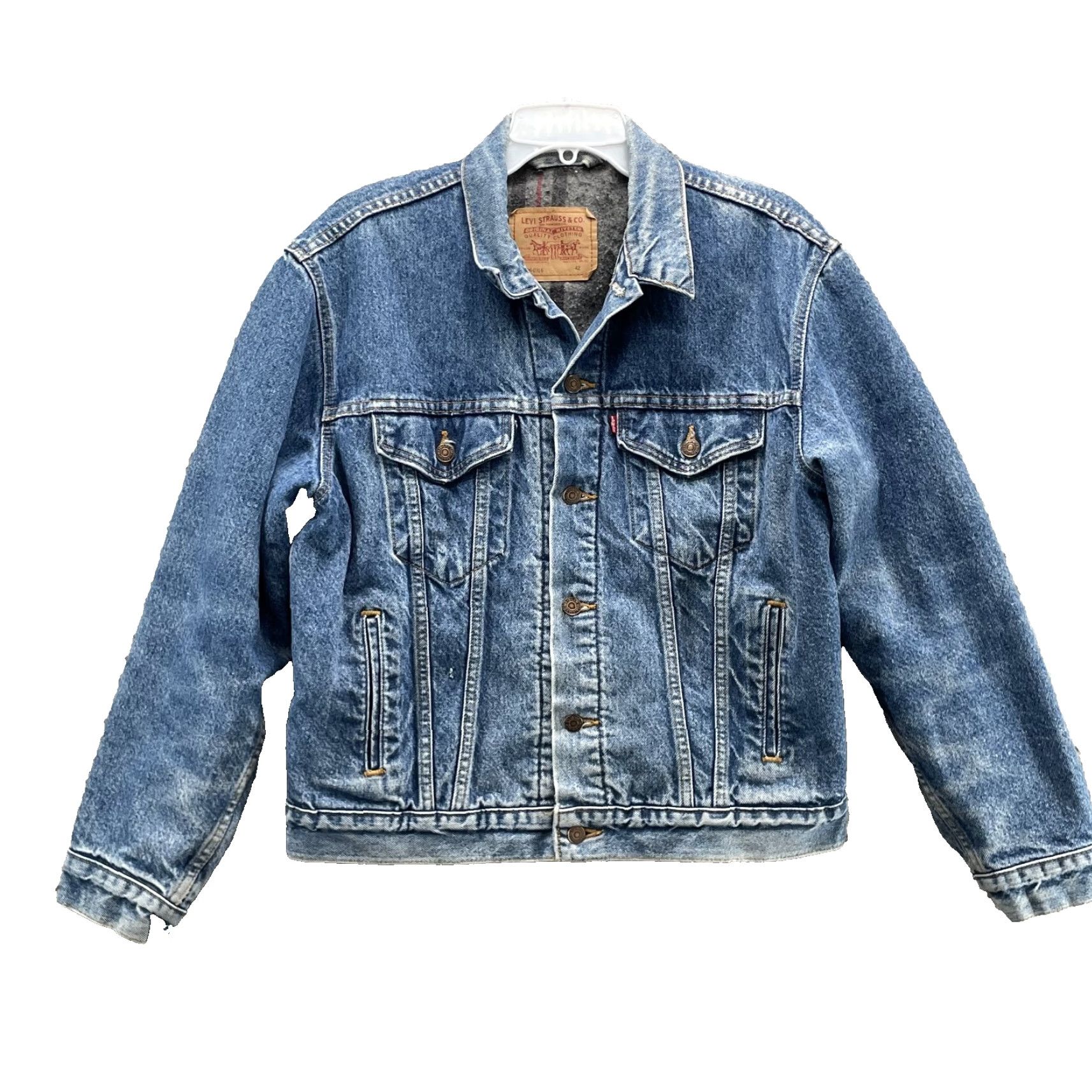 Levi's VINTAGE Levi's Trucker Jean Jacket Men's 42 Flannel Lined Thermal Workwear 90's USA Size US 42 / EU 58 - 2 Thumbnail