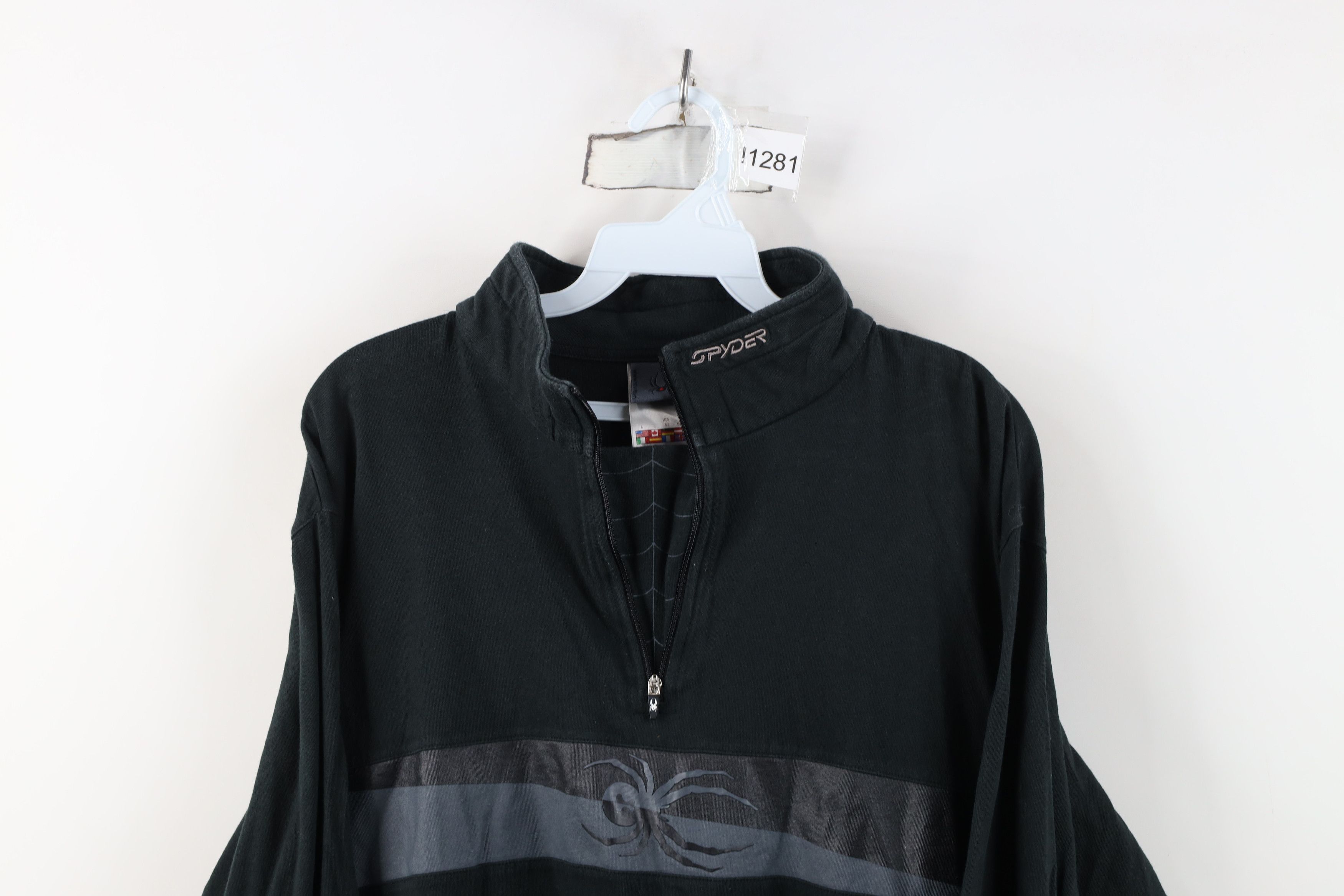 Spyder Vintage 90s Spyder Big Log Web Half Zip Mock Neck Shirt Size US L / EU 52-54 / 3 - 2 Thumbnail