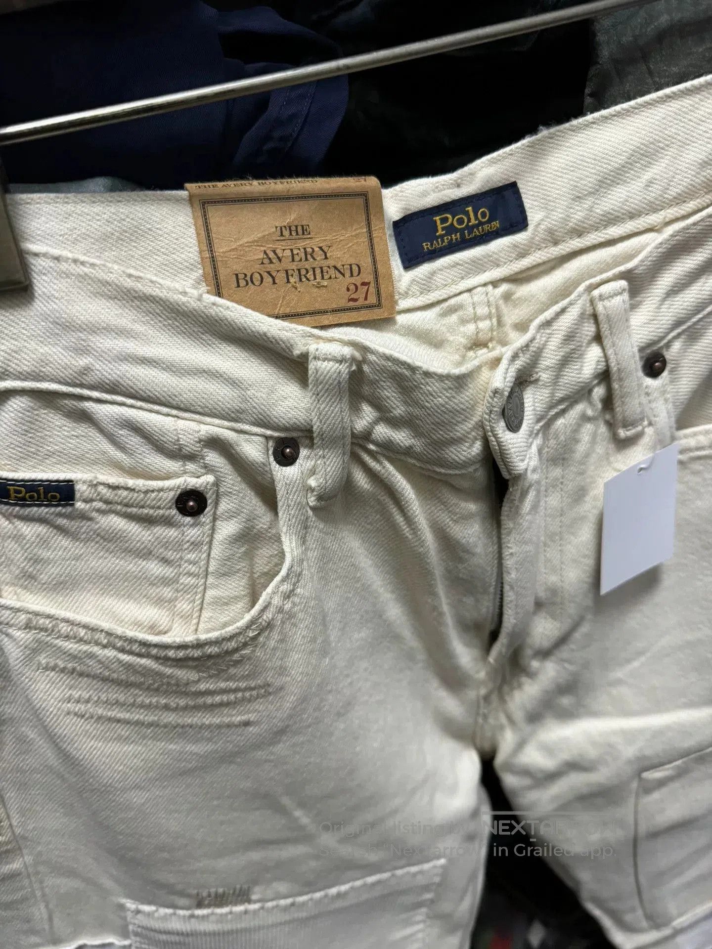 RRL Ralph Lauren distressed beige boyfit jeans by ralph lauren. Size 27" / US 4 / IT 40 - 2 Thumbnail