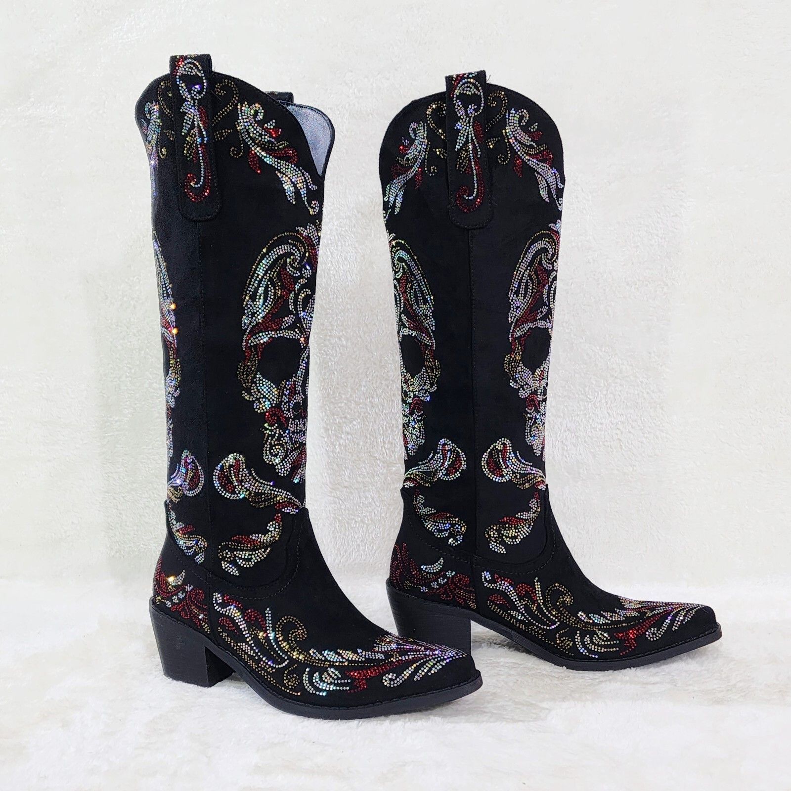 Other MUERTO Country Western Cowgirl Boots Sparkling Iridescent Rh Size US 10 / IT 40 - 4 Thumbnail