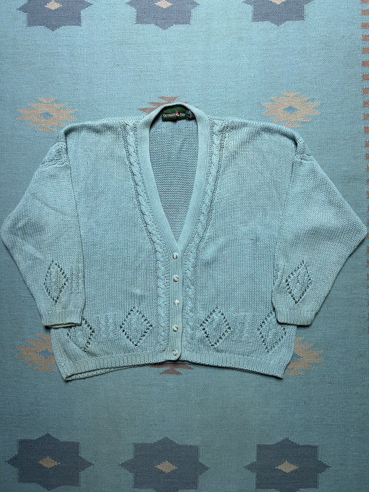 Vintage Vtg outback red cardigan sweater ramie cotton cable knit M Size M / US 6-8 / IT 42-44 - 1 Thumbnail