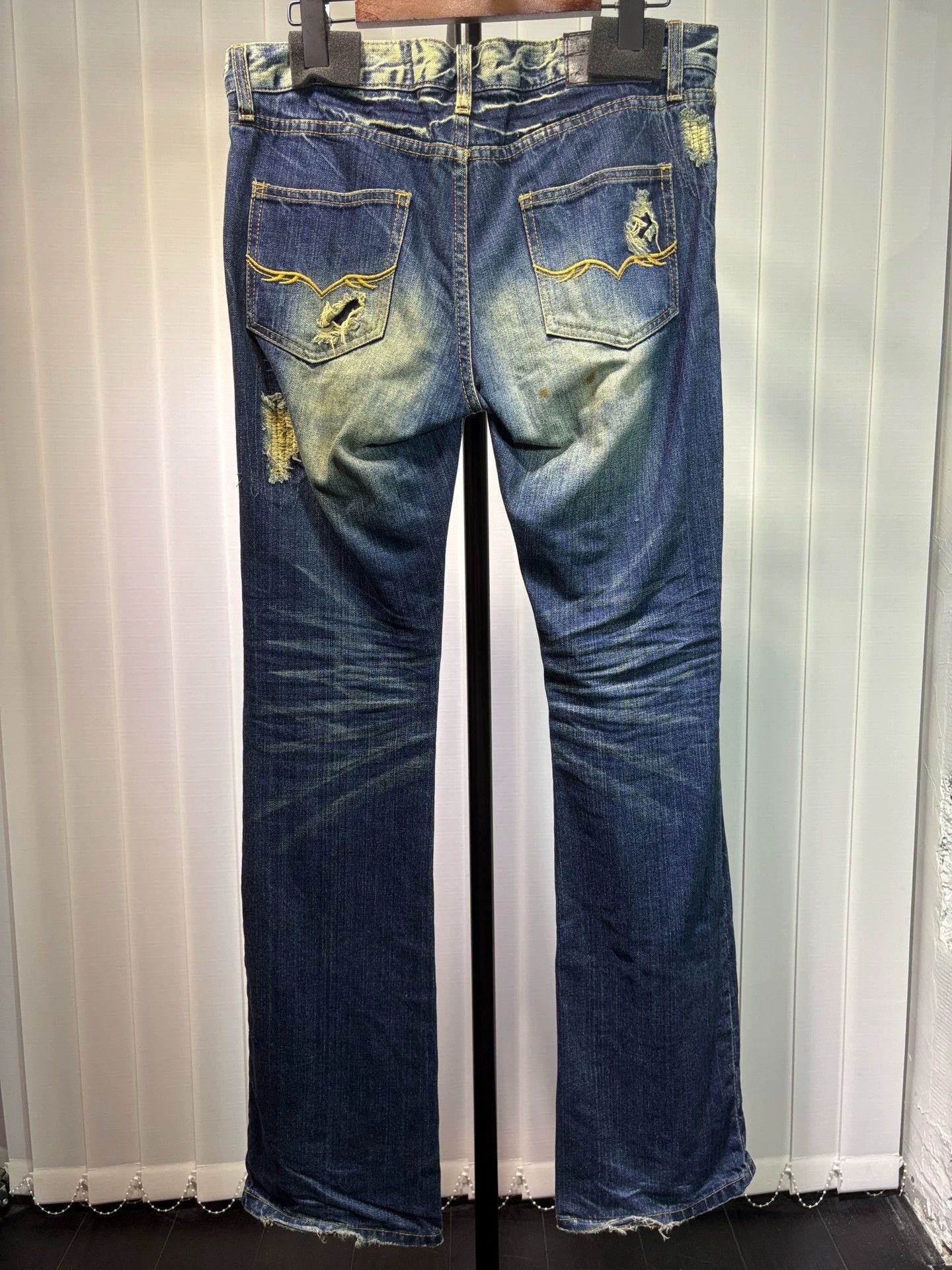 GOSTAR DE FUGA fuga Y2K 00s Punk Blue Ripped Distressed Jeans Size US 30 / EU 46 - 2 Thumbnail