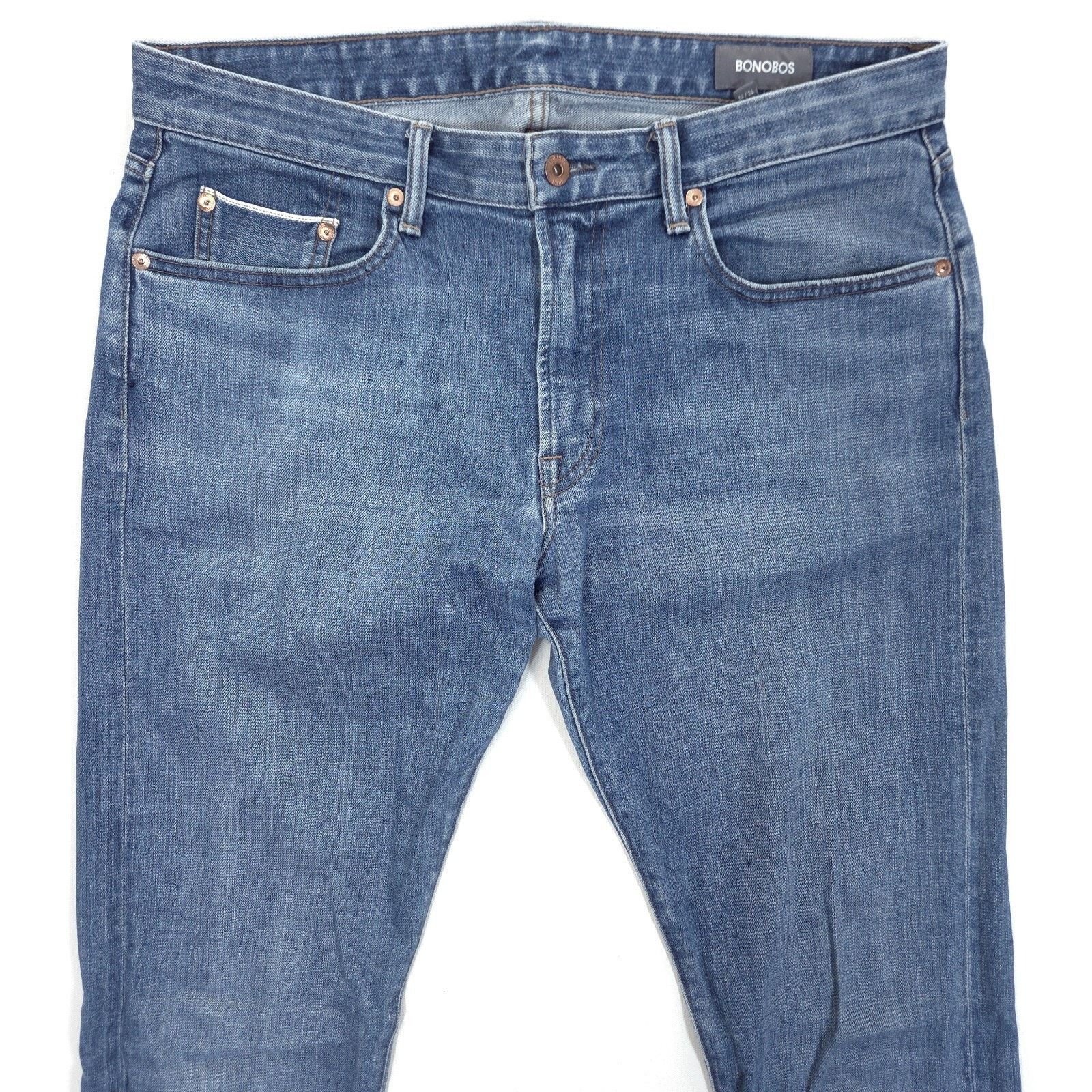 Bonobos Bonobos Selvedge Jeans Mens 35x35 Slim Fit Stretch Blue USA Size US 35 - 2 Thumbnail