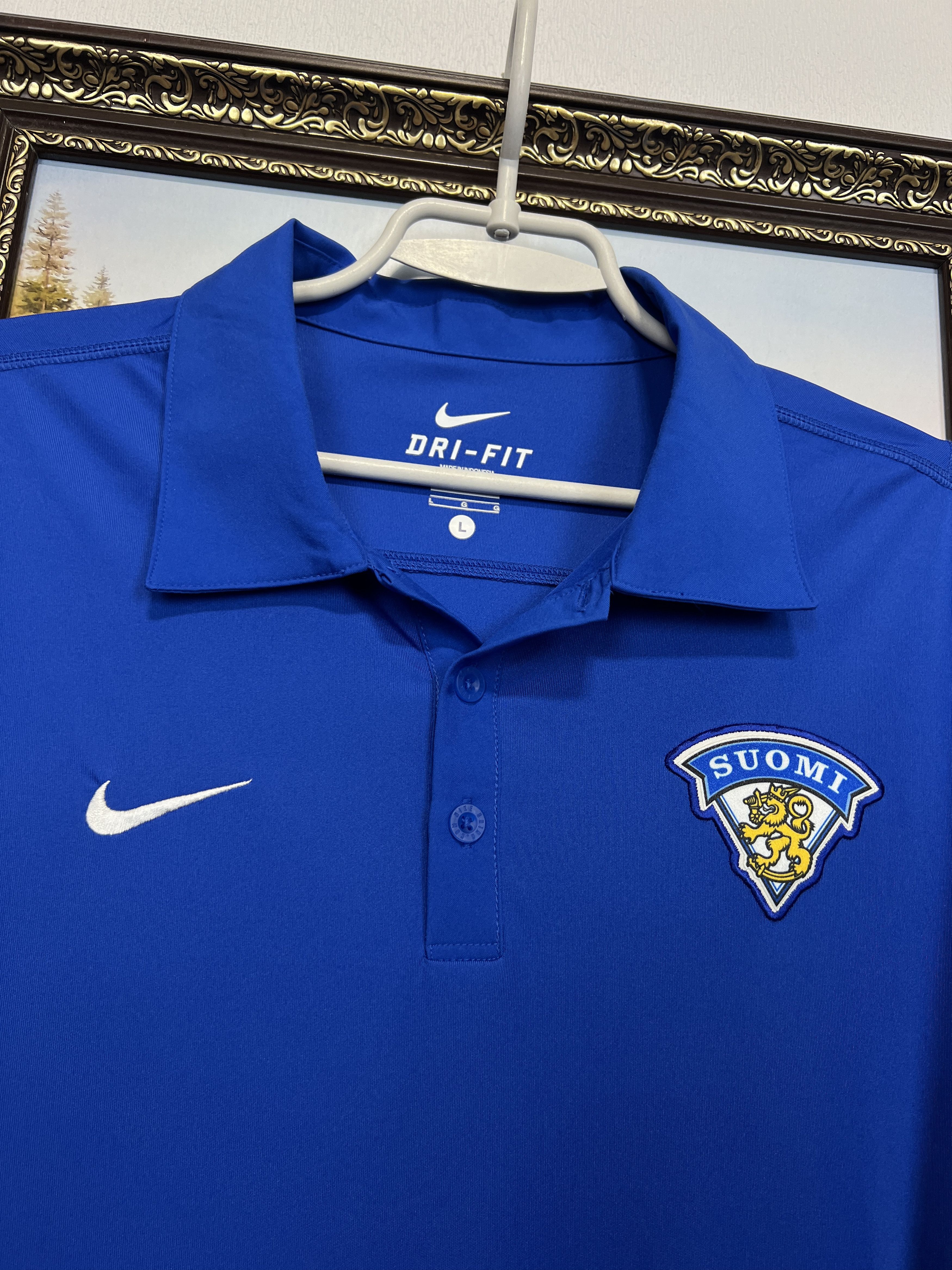 Nike Finland Ice Hockey National Team Polo Shirt Jersey Trikot Size US L / EU 52-54 / 3 - 3 Thumbnail