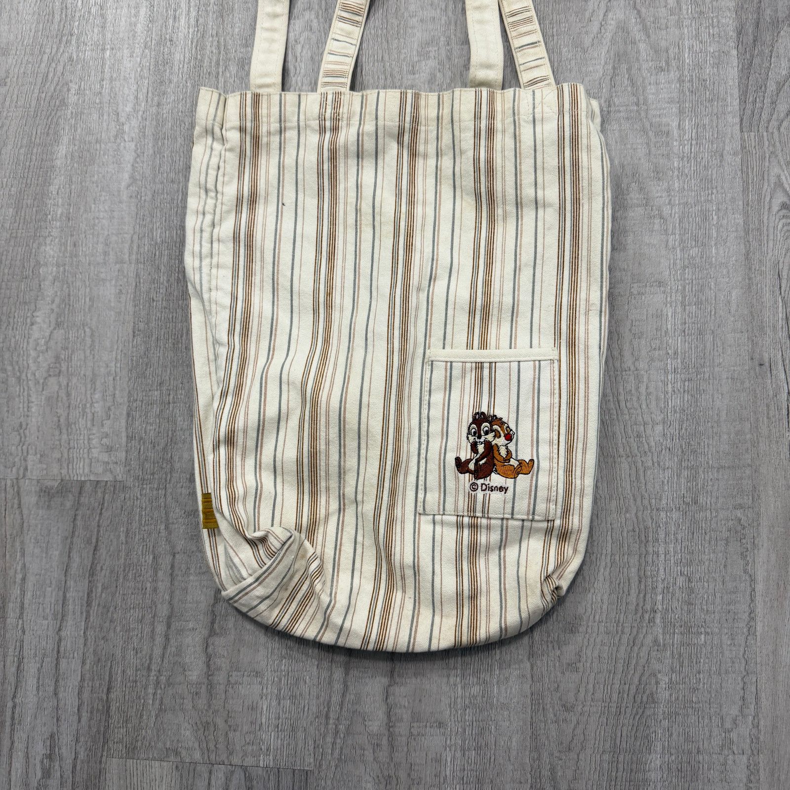 Vintage Vintage Disney Chip 'n Dale Tote Bag Striped 90s Canvas Size ONE SIZE - 2 Thumbnail
