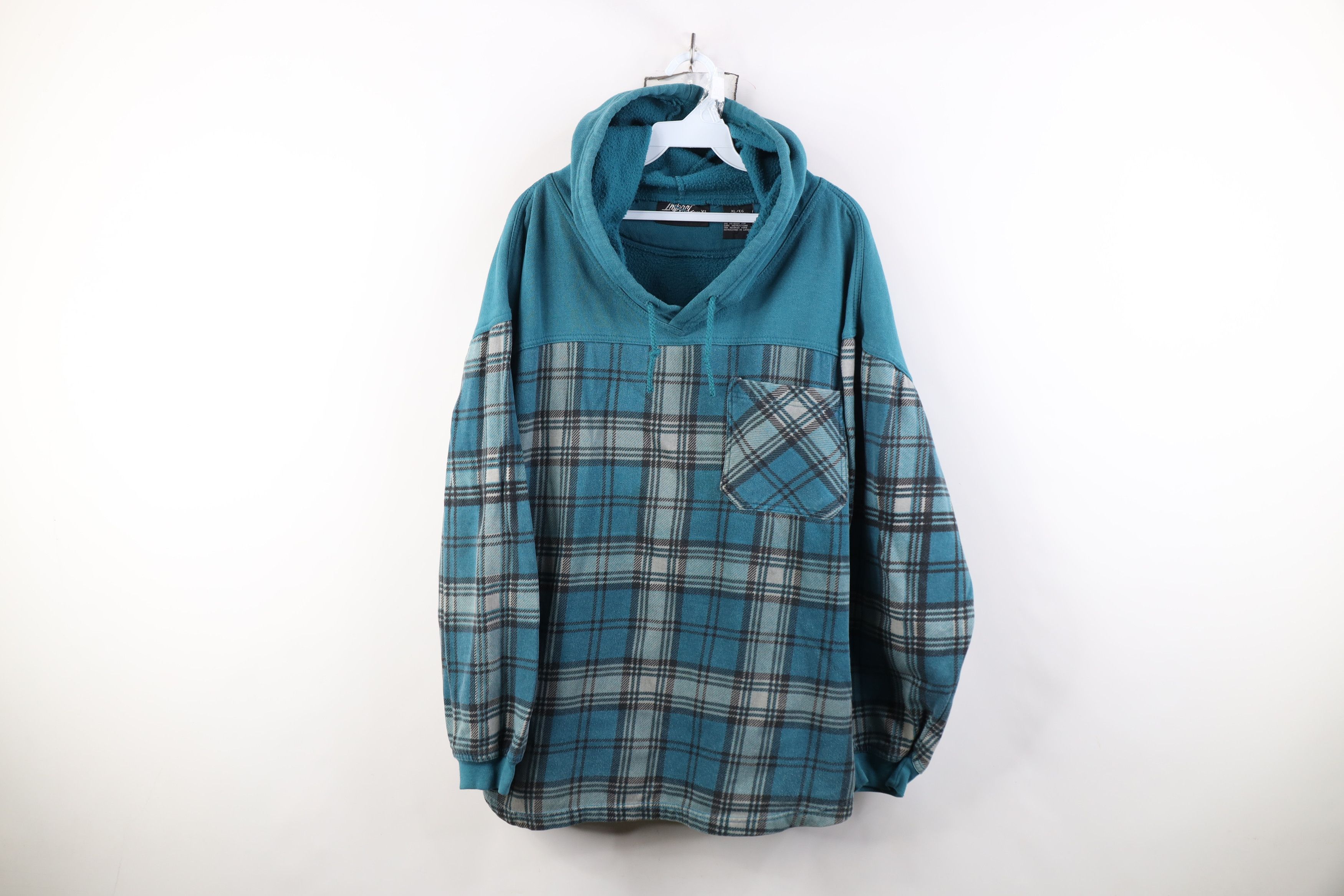 Vintage Vintage 90s Streetwear Oversized Fit Hoodie Sweatshirt Plaid Size XL / US 12-14 / IT 48-50 - 1 Thumbnail