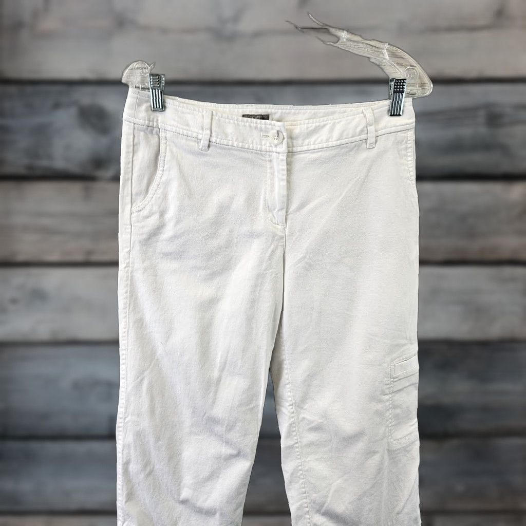 J. Jill J. Jill Womens Cropped Pants 6 White Cotton Blend Mid Rise Flat Front Zip Size 28" / US 6 / IT 42 - 1 Thumbnail