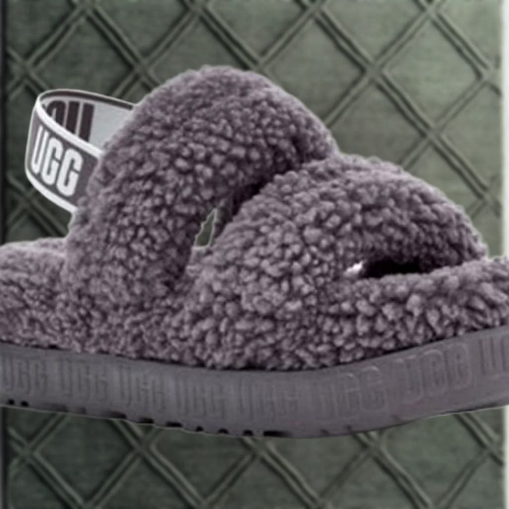 Ugg UGG Oh Fluffita Platform Slipper Women’s Size 12 43 Grey Shearling Strap Back Slides Size US 12 / IT 42 - 1 Thumbnail