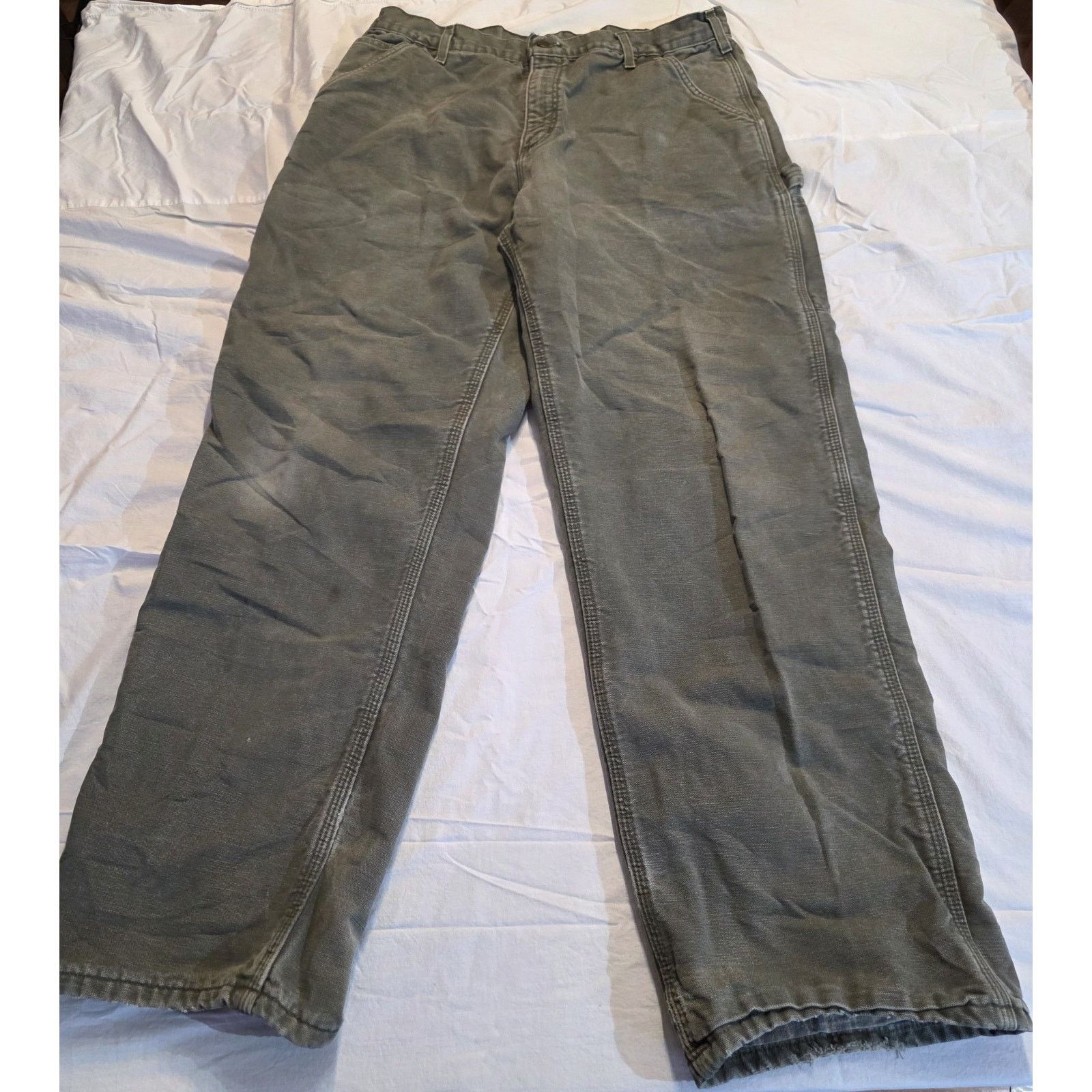 Carhartt Carhartt Men's Olive Green Size 36x32 Blanket Lined Jeans Size US 36 / EU 52 - 1 Thumbnail