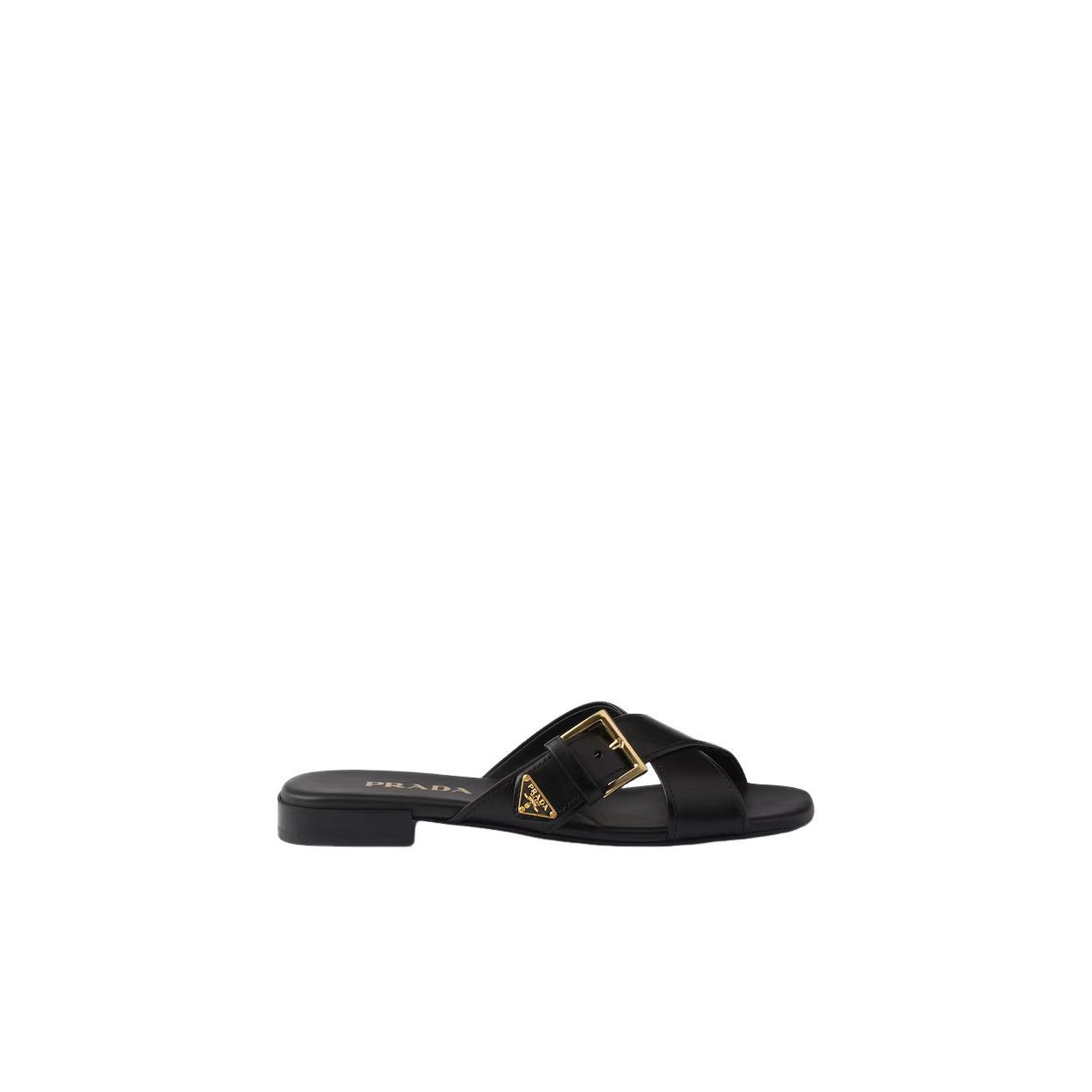 Prada PRADA $1020 Black Crisscross Buckle Slides New & Authentic ( Size US 7 / IT 37 - 2 Thumbnail