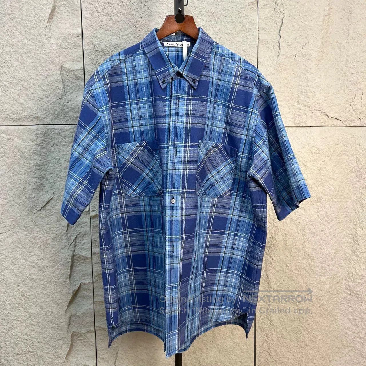 Acne Studios Acne Studios Blue Check Short Sleeve Shirt. Size US M / EU 48-50 / 2 - 1 Thumbnail
