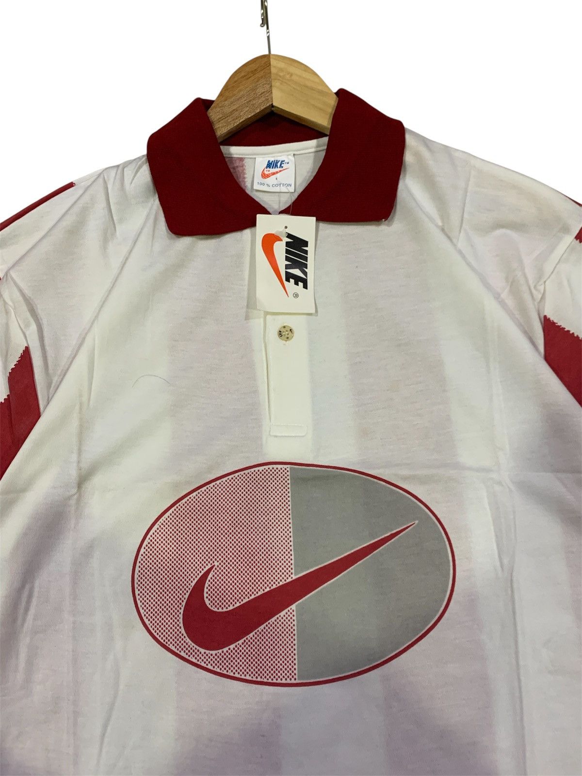 Nike Vtg 90s Nike Oval Bootleg Collar Stripe Polo New Old Stock Size US L / EU 52-54 / 3 - 2 Thumbnail