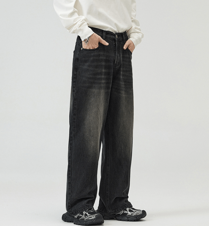 Japanese Brand × Jean Men's black washed vintage loose straight jeans Size US 32 / EU 48 - 6 Thumbnail
