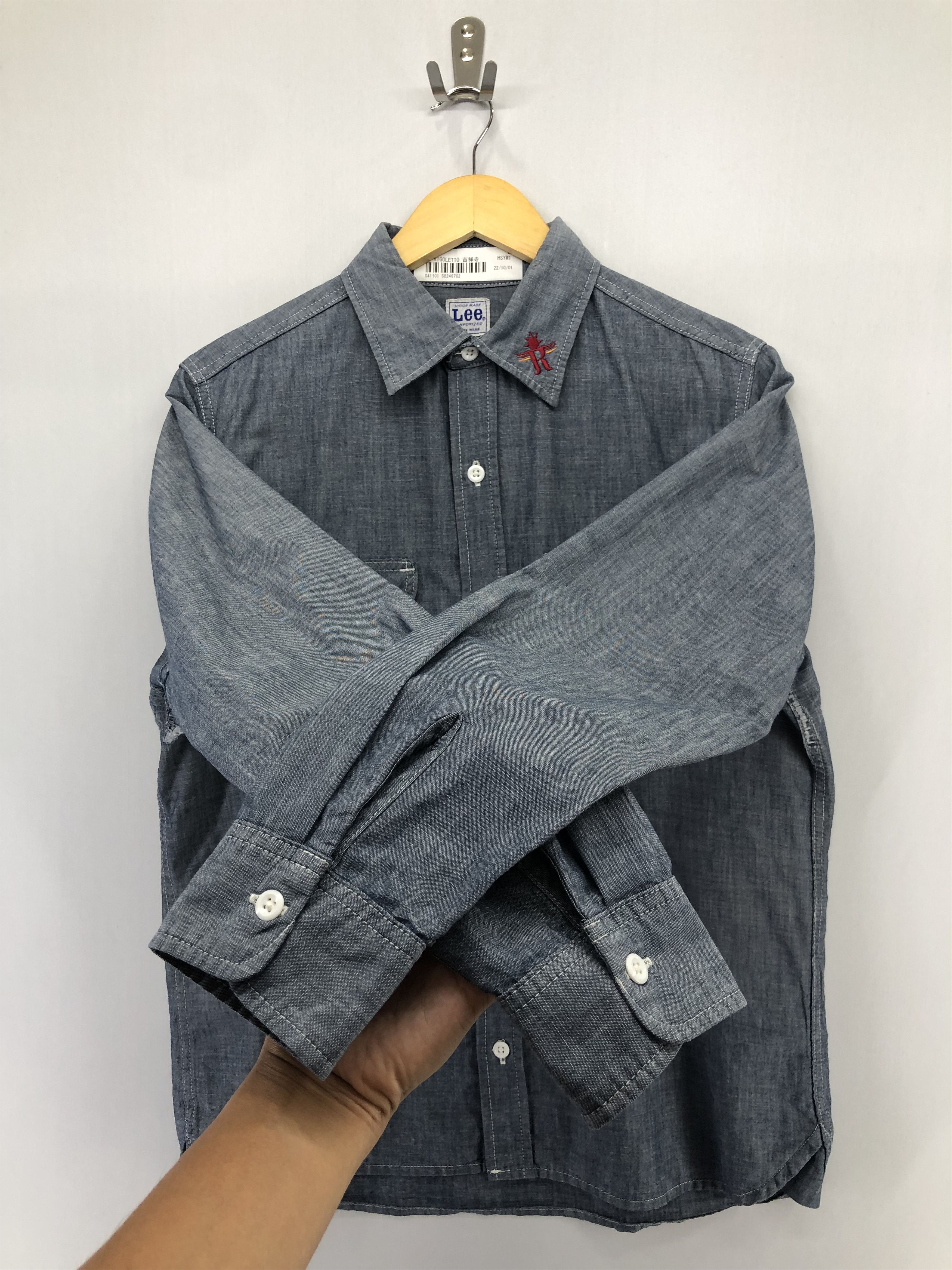 Lee Vintage Lee Distressed Chambray Shirt Size US L / EU 52-54 / 3 - 10 Thumbnail