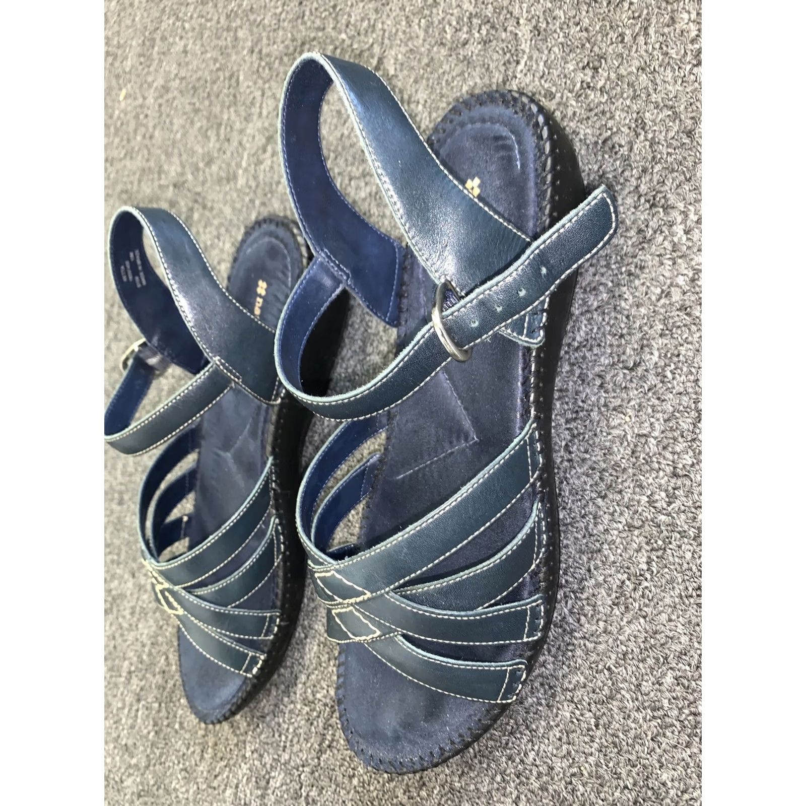 Naturalizer Naturalizer Sandal Womens Retta Navy Blue Leather Wedge Slingback Size 10 M Size US 8 / IT 38 - 2 Thumbnail
