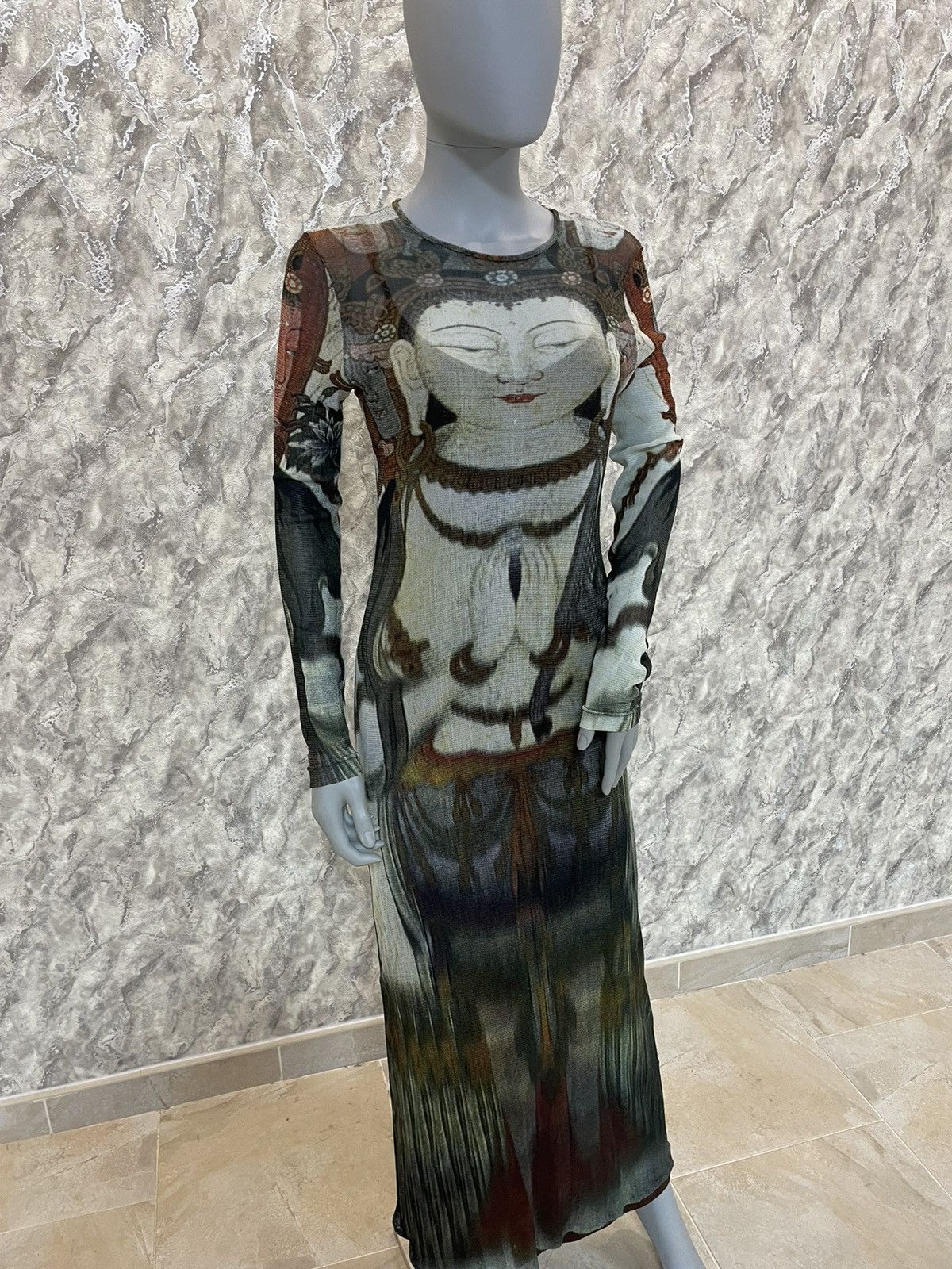 Vivienne Tam Vivienne Tam Floor Length 1997 Long Sleeve Mesh Buddha Dress Size XS / US 0-2 / IT 36-38 - 2 Thumbnail