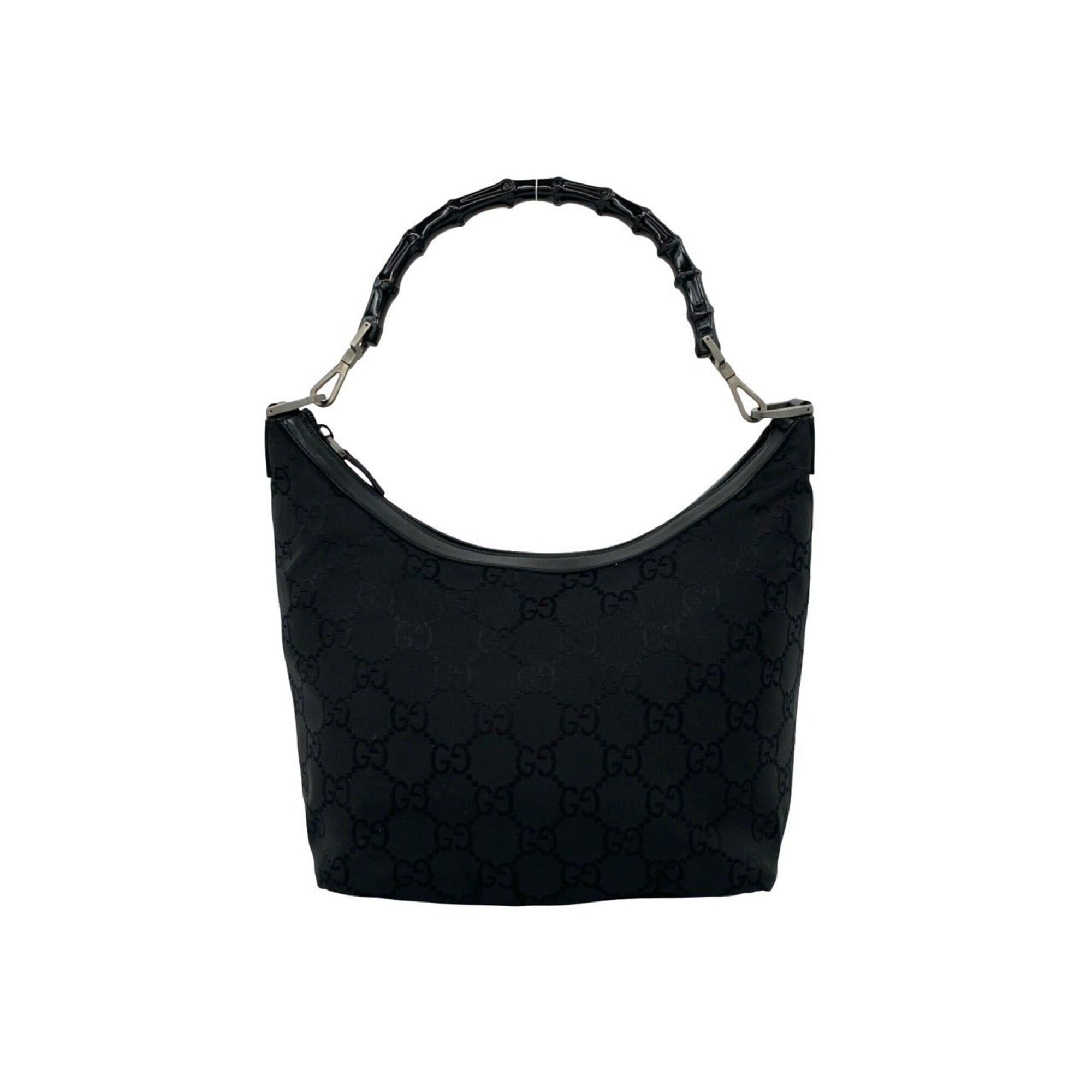 Gucci GUCCI Bamboo GG Logo Nylon Leather Genuine Handbag Mini Tote Bag Semi Shoulder Black 02622 Size ONE SIZE - 1 Thumbnail