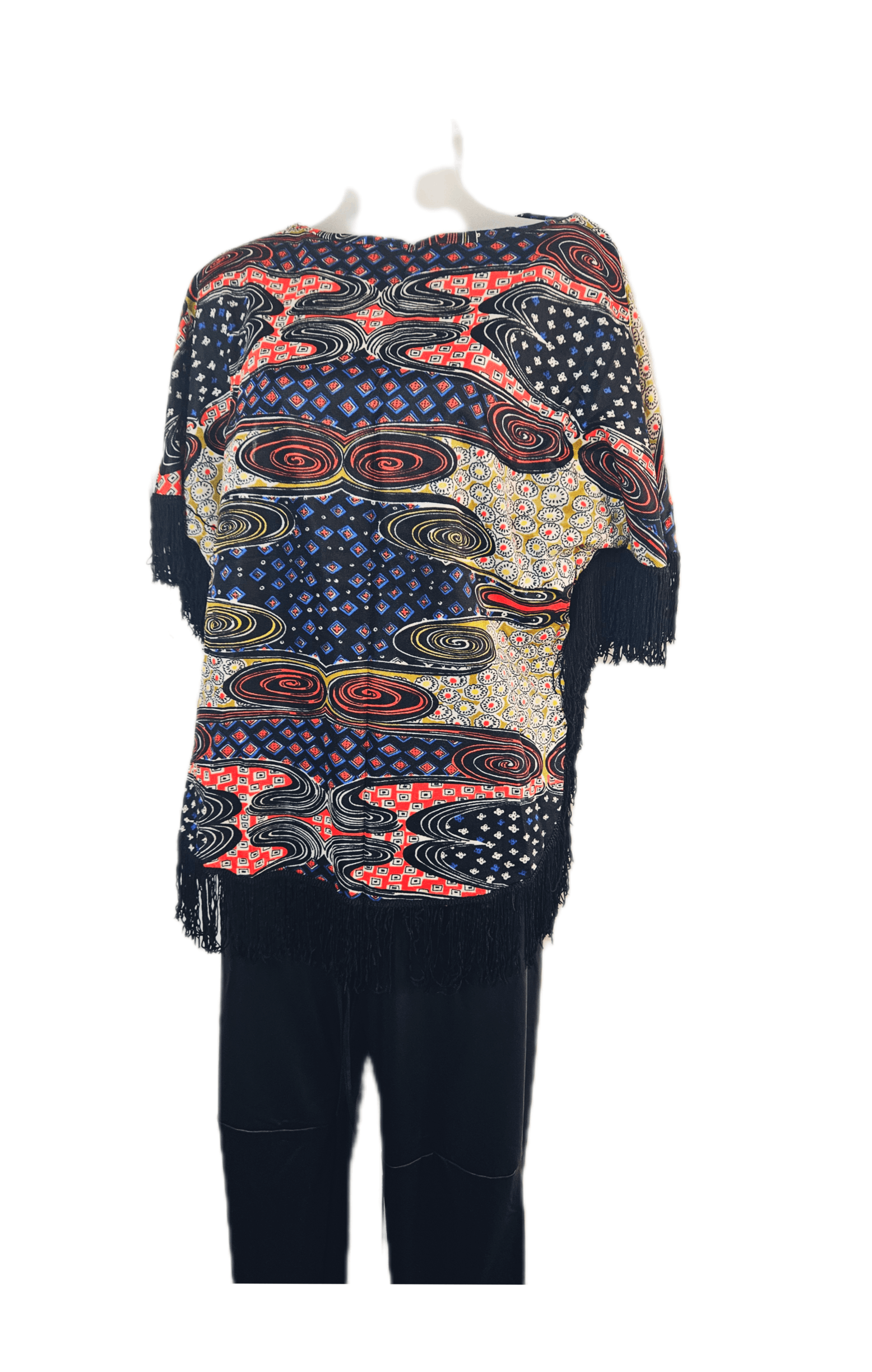 Other 1960S PSYCHEDELIC ALL OVER FRINGE PONCHO Size M / US 6-8 / IT 42-44 - 5 Thumbnail