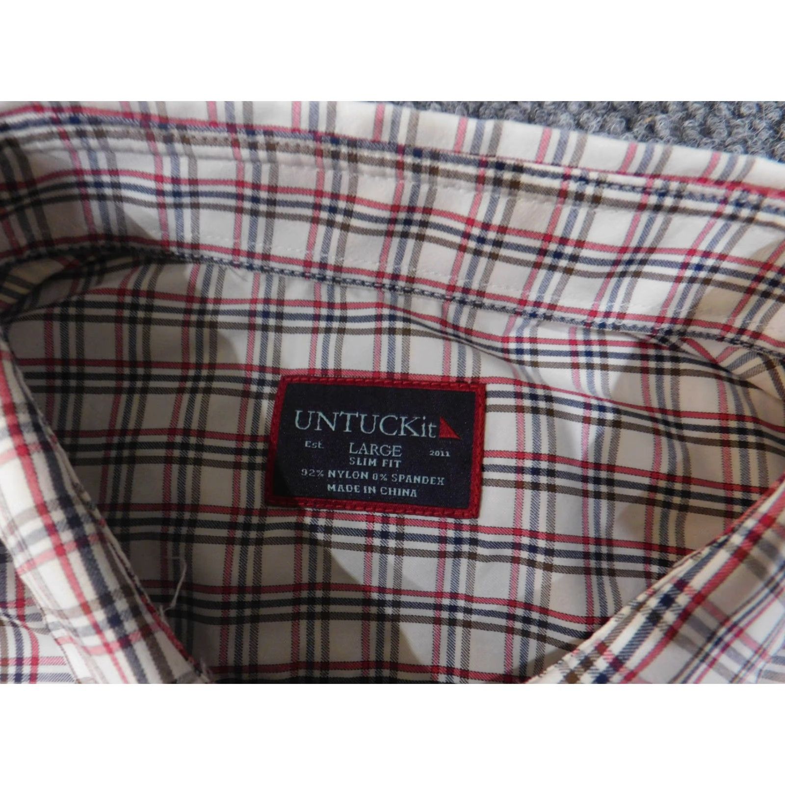UNTUCKit UNTUCKit Shirt Mens Large White Red Blue Plaid Button Down Slim Fit Long Sleeve Size US L / EU 52-54 / 3 - 5 Thumbnail
