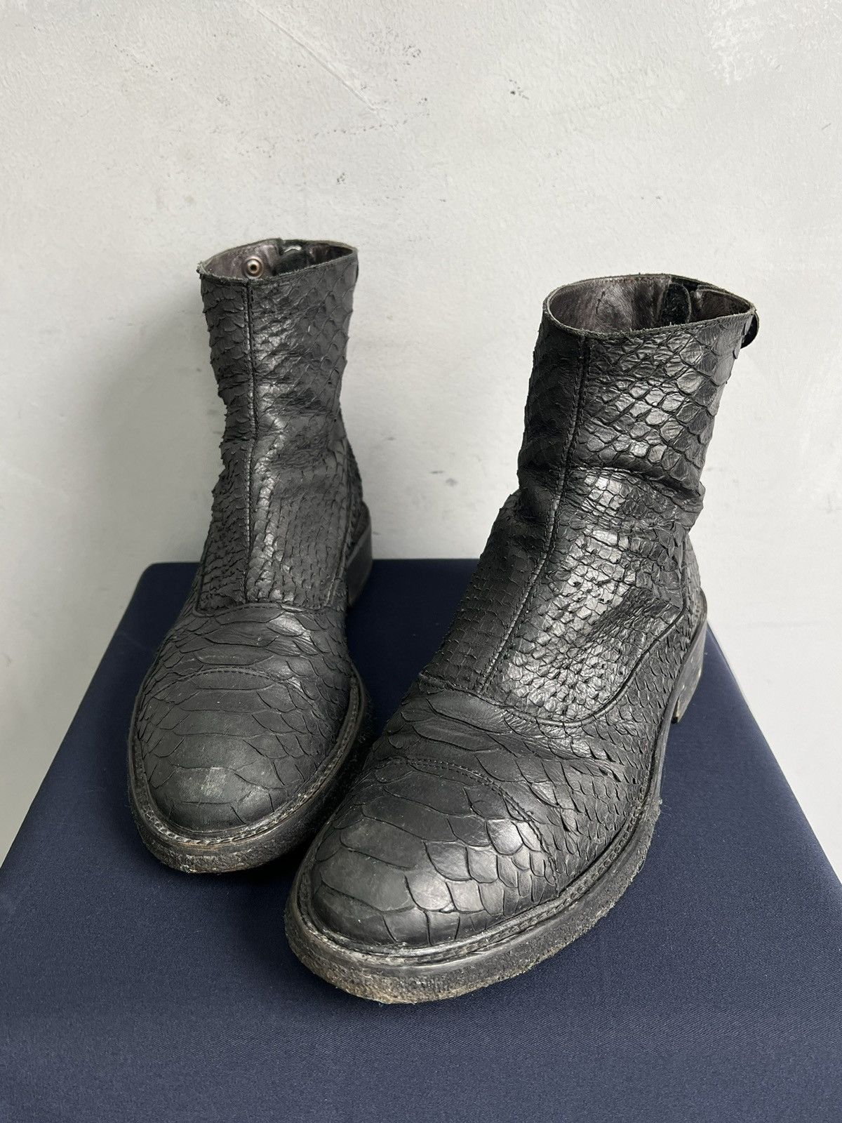 Hedi Slimane Python leather snake ankle y2k boots hedi slimane style Size US 7 / EU 40 - 5 Thumbnail