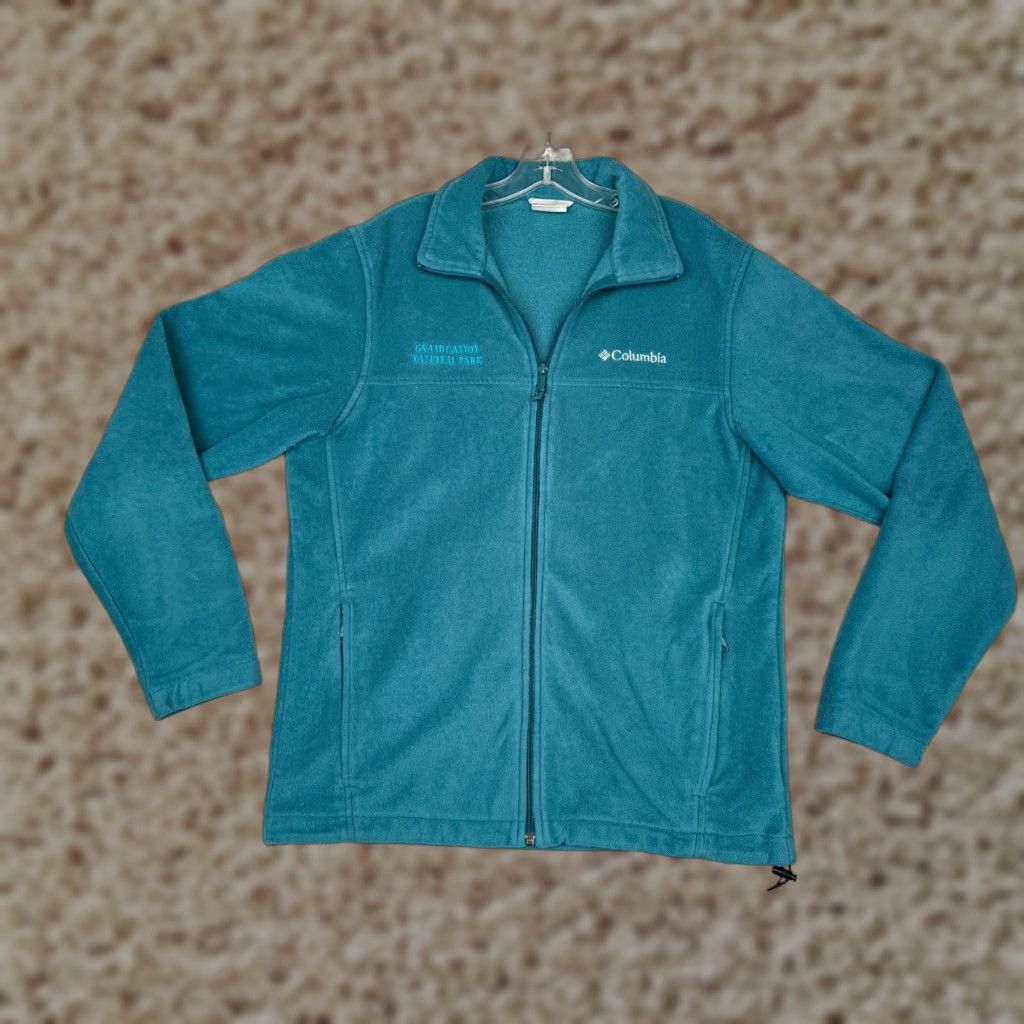 Vintage Columbia Jacket Mens Medium Blue Teal Grand Canyon Park NP Full Zip Poly Fleece Size US M / EU 48-50 / 2 - 1 Thumbnail