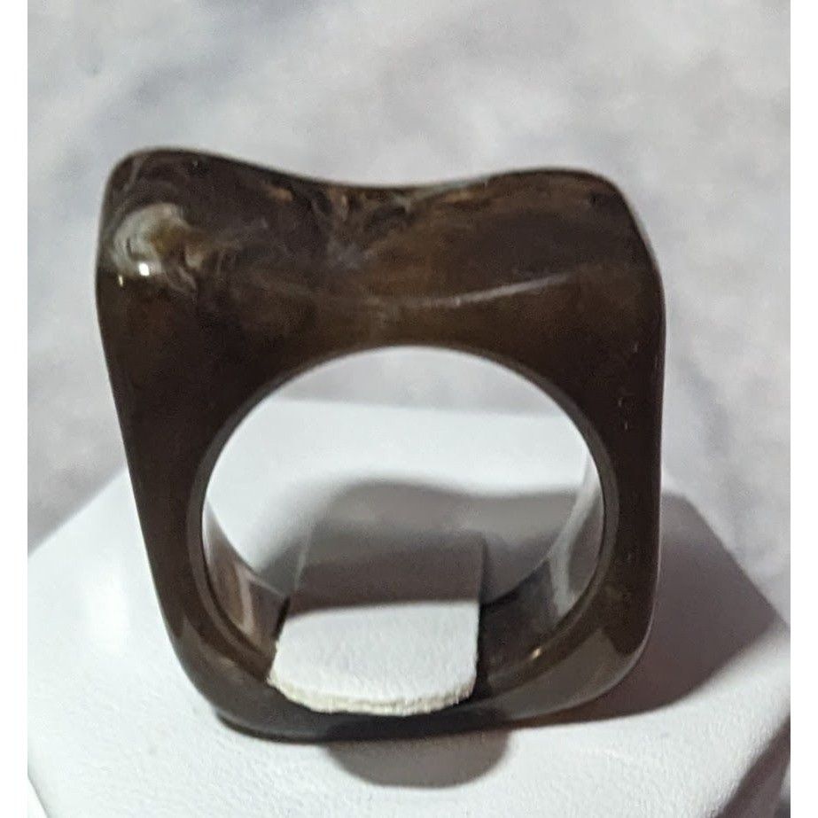 Other Dark Brown Mottled Abstract Chunky Fashion Ring Size 7 Size ONE SIZE - 6 Thumbnail