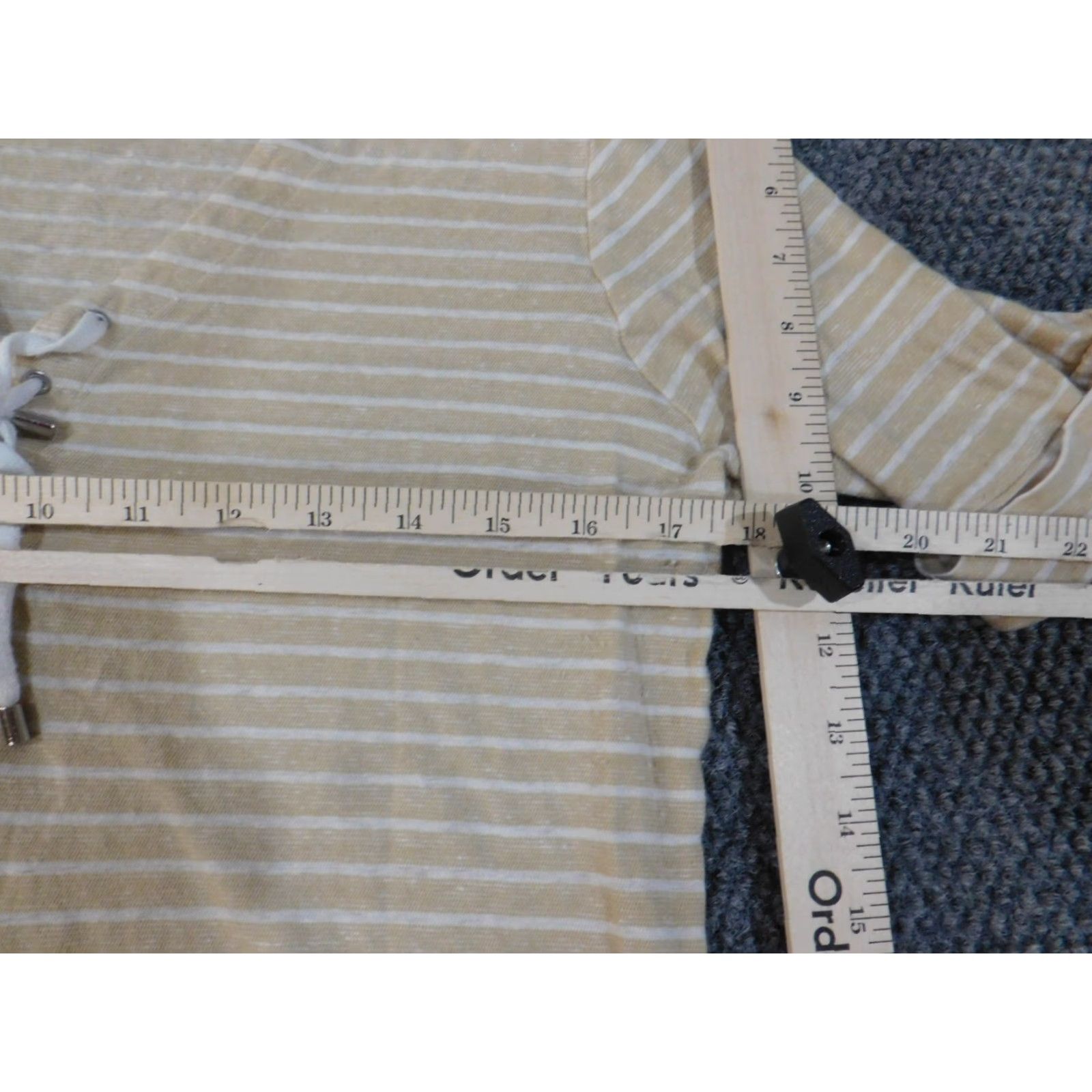 Ralph Lauren Lauren Ralph Lauren Blouse Shirt Womens Medium Beige Linen Striped Pullover Knit Cotton Round Neck Long Sleeve Size M / US 6-8 / IT 42-44 - 5 Thumbnail
