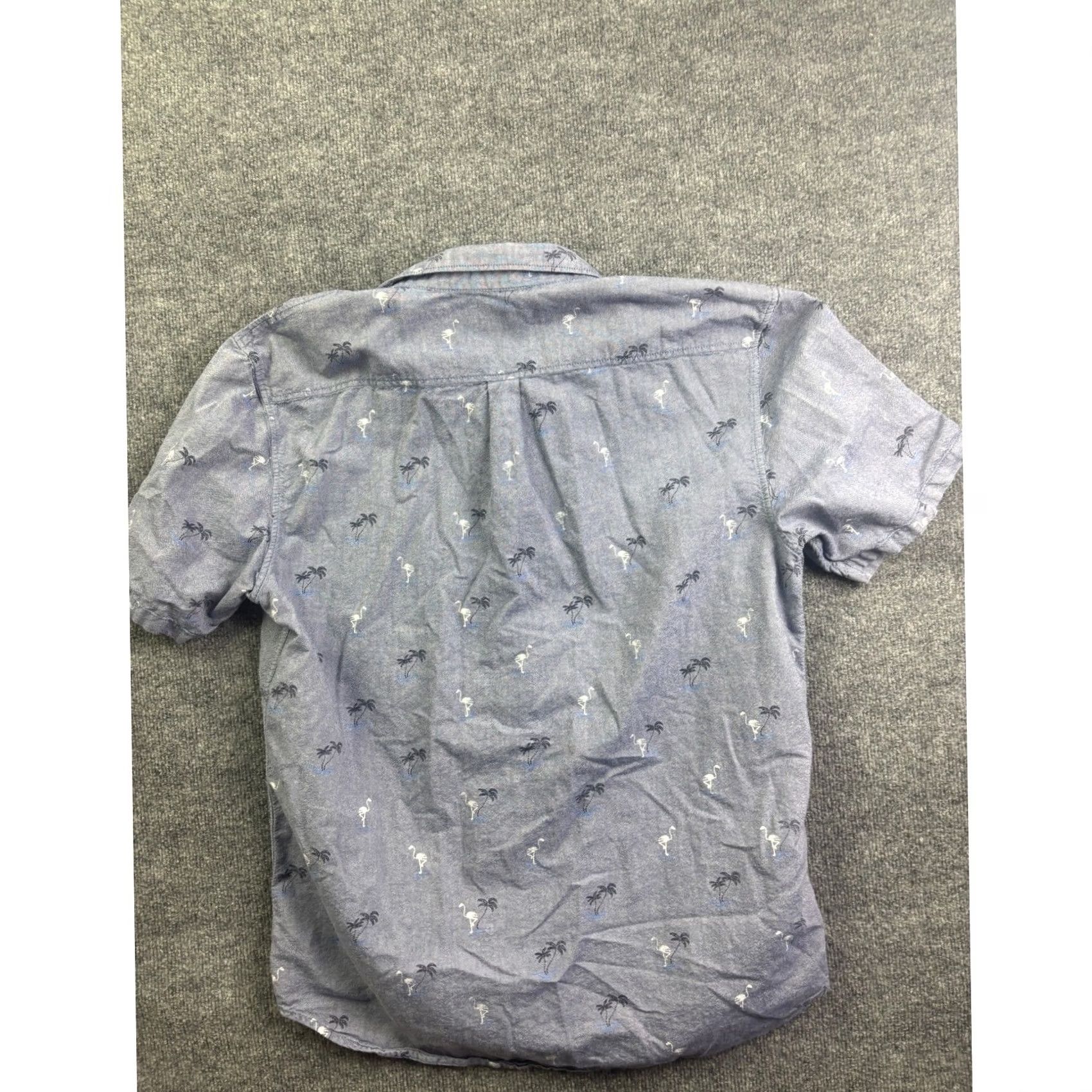 Vans VANS Button Down Shirt Mens XL Blue Flamingo Palm Tree Tropical Short Sleeve Shirt Size US XL / EU 56 / 4 - 6 Thumbnail