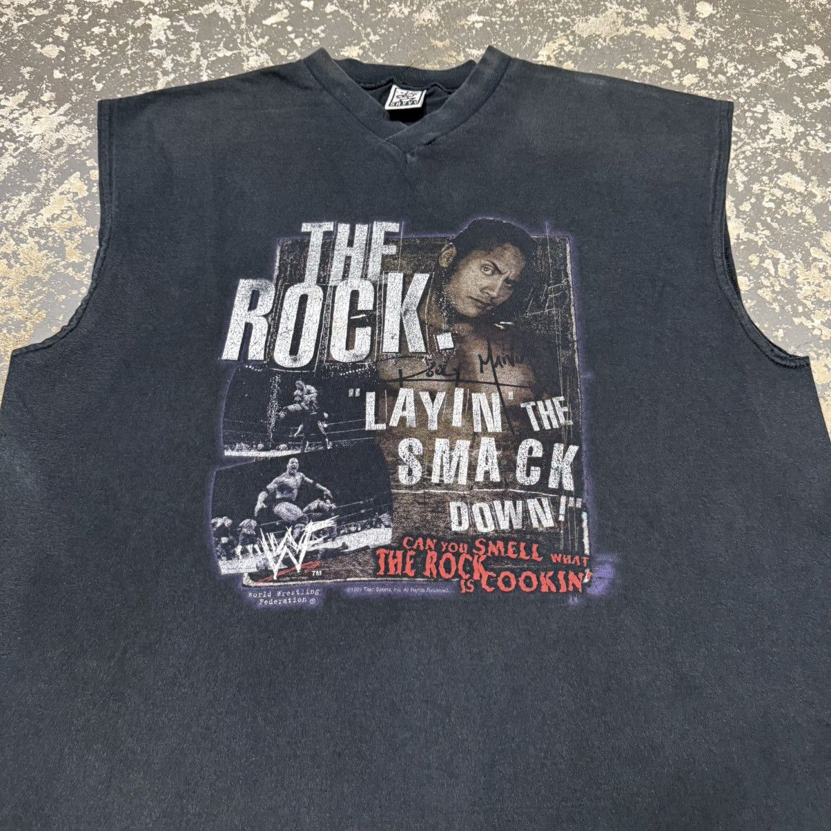 WWE Vintage The Rock Layin The Smack Down Tank Top Shirt WWE WWF Size US XL / EU 56 / 4 - 7 Thumbnail