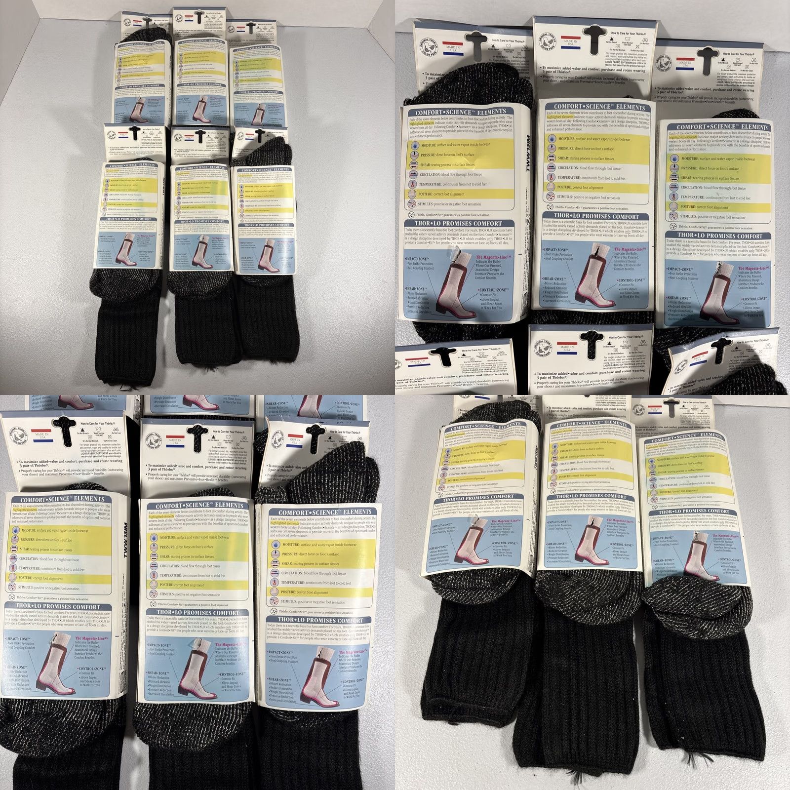 Vintage VINTAGE Thorlos Socks Western Calf Black 8.5-12.5 Men 6 Pack TWW-13 Size ONE SIZE - 8 Thumbnail