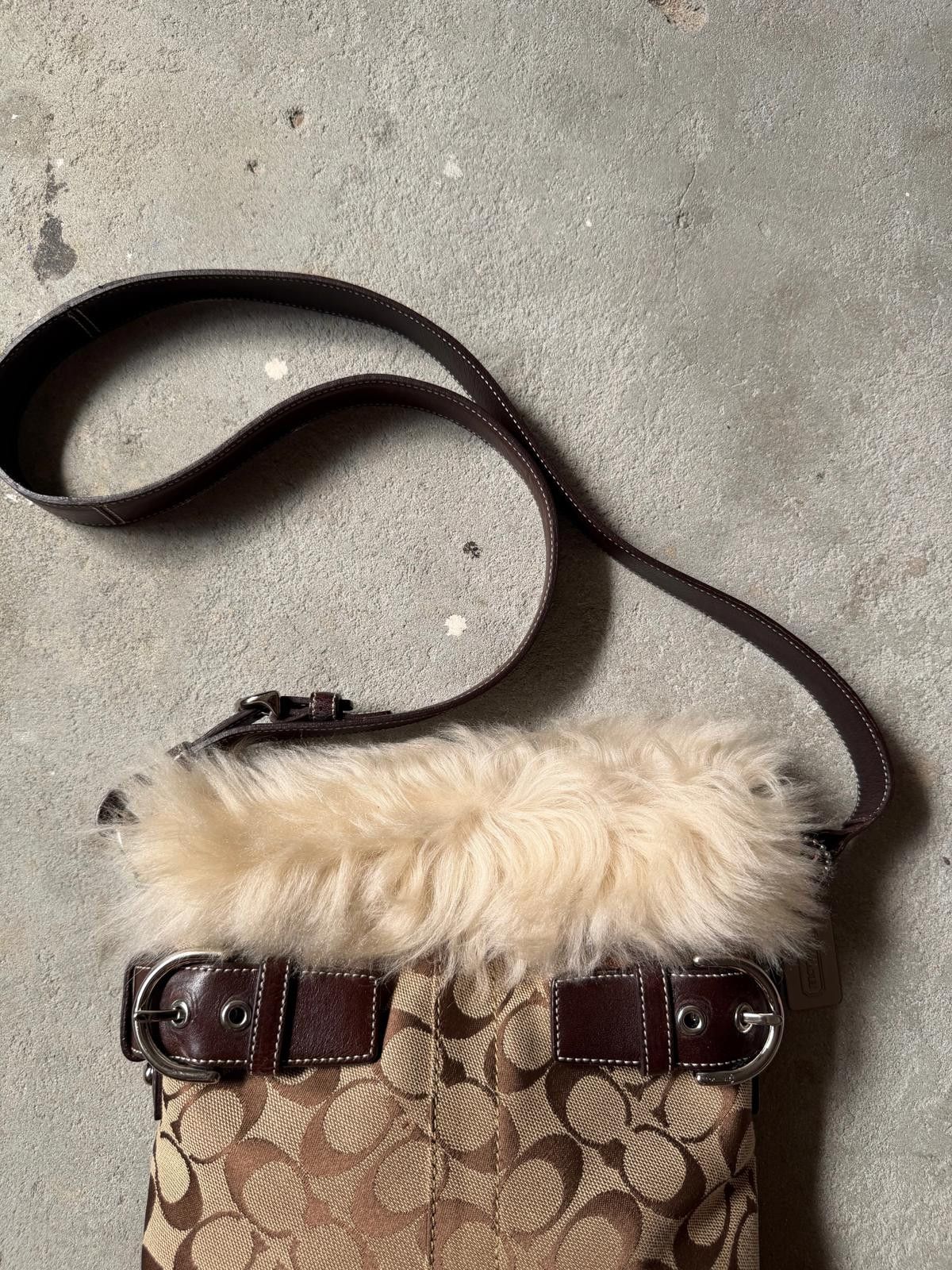 Coach Coach Signature Shearling Fur Shoulder Bag Beige/Brown Size ONE SIZE - 3 Thumbnail