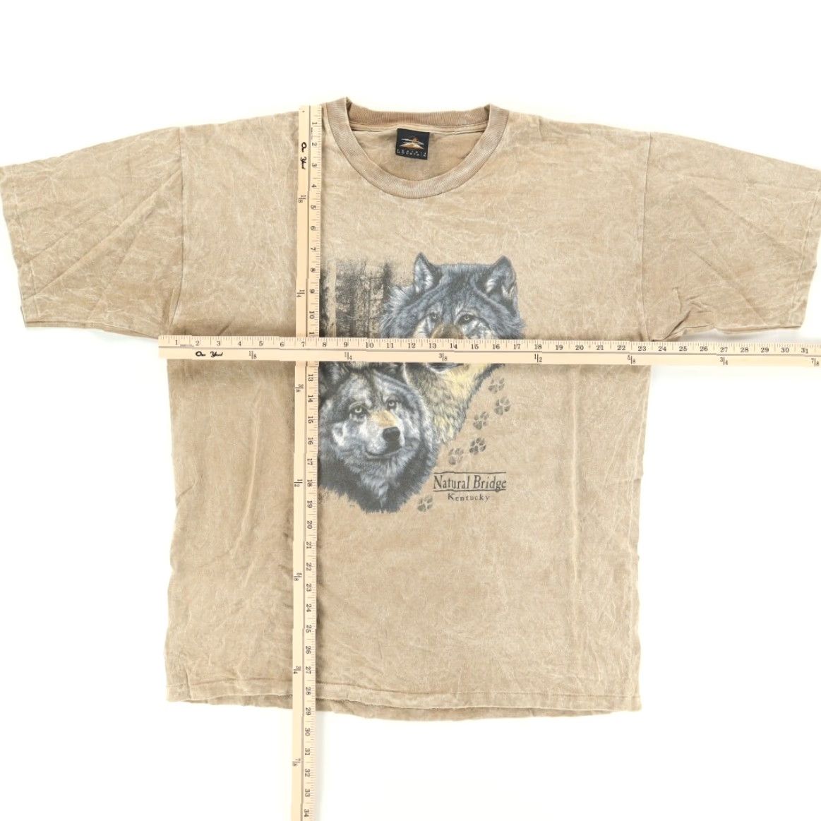 Vintage VINTAGE Prairie Mountain Natural Bridge Kentucky Wolf Acid Wash T-Shirt Brown Mens L Size US L / EU 52-54 / 3 - 3 Thumbnail