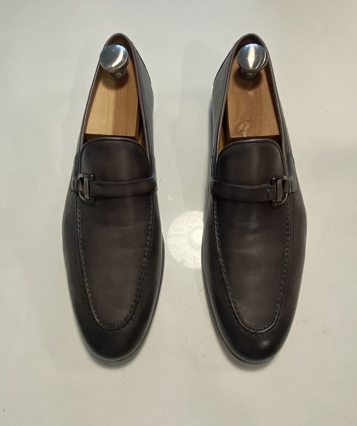 Magnanni 'Tonio' Bit Strap Loafer Gray Leather 12