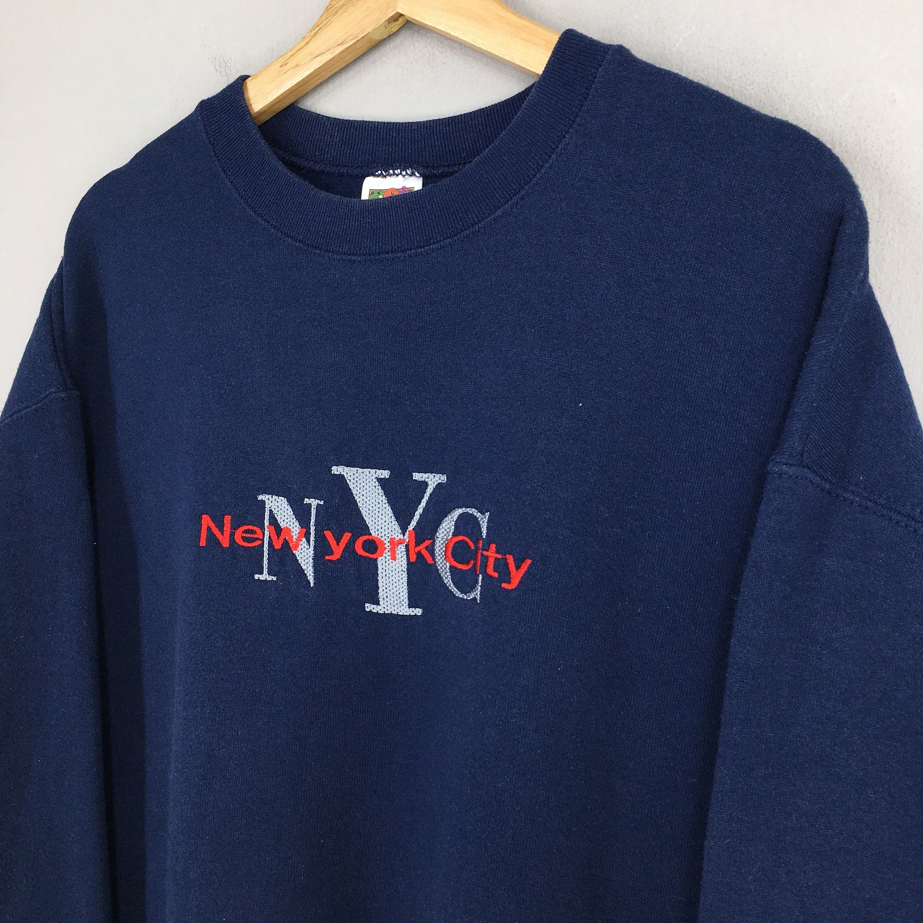 Fruit Of The Loom Vintage New York City Blue Sweatshirt XLarge Size US XL / EU 56 / 4 - 3 Thumbnail