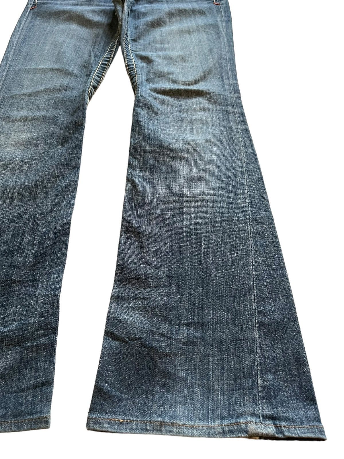 Japanese Brand Vintage Japanese Brand Blue Wash Embroidered Flare Jeans Size 29" - 7 Thumbnail
