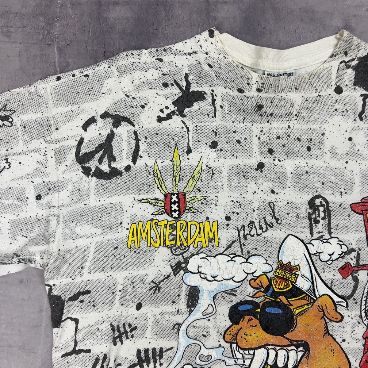 Vintage Rare! Vintage Amsterdam Drugs Tee Big Logo Overprint 90s Size US XL / EU 56 / 4 - 4 Thumbnail
