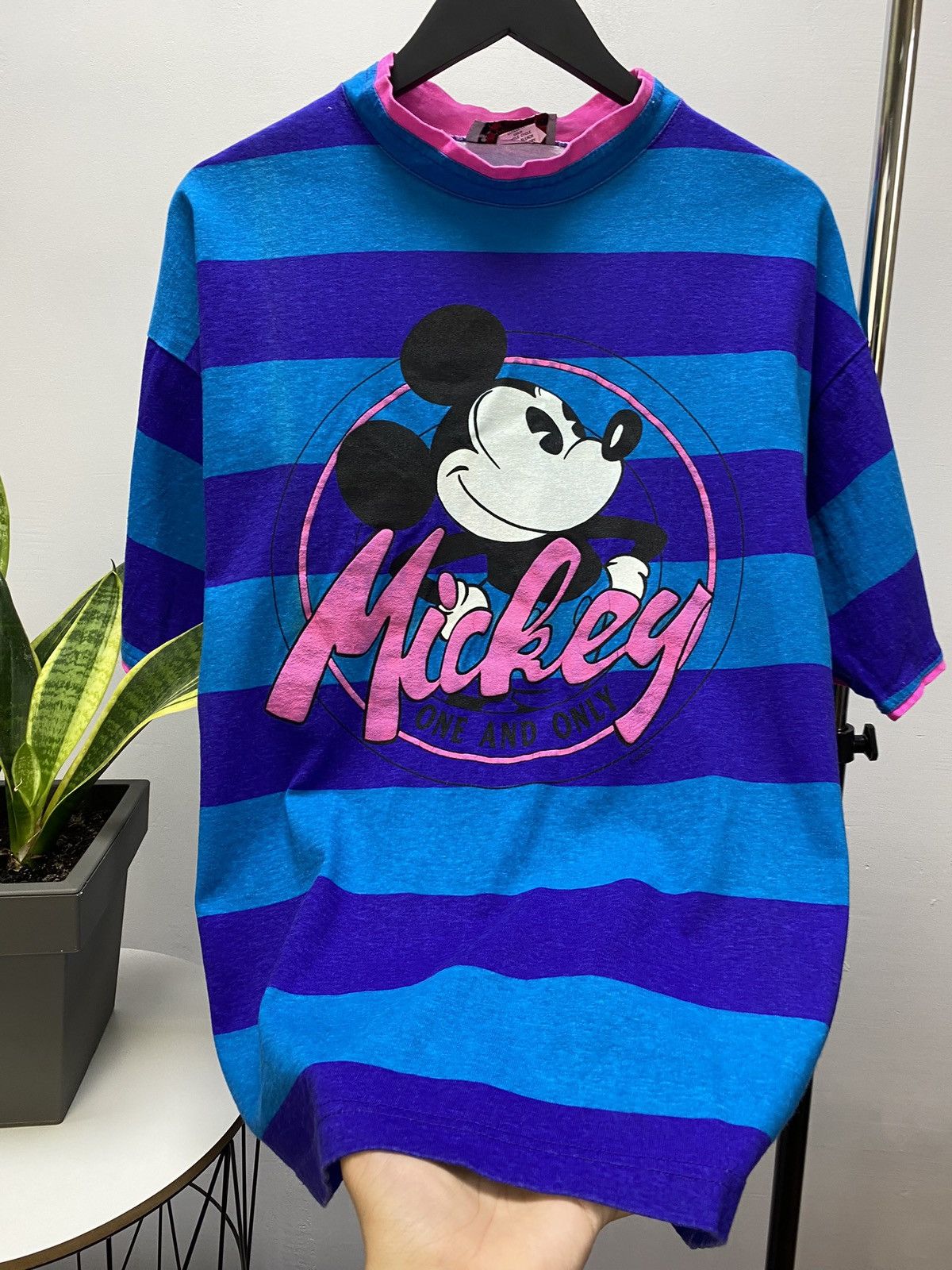 Disney Vintage 90s Disney Mickey Mouse Striped T Shirt USA Size US M / EU 48-50 / 2 - 7 Thumbnail