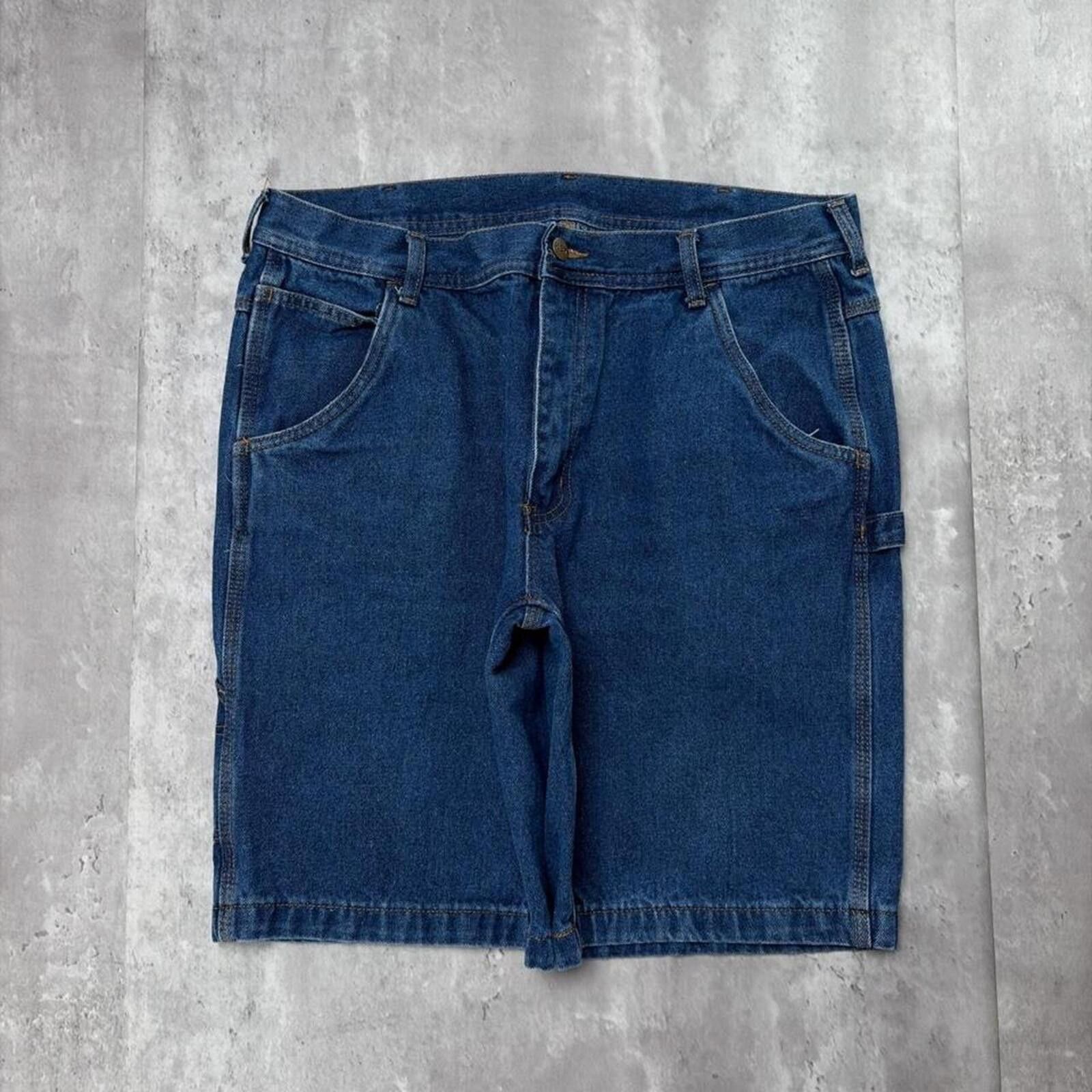 Hilditch & Key Y2K Blue Key Workwear Grunge Baggy Carpenter Denim Jorts Size US 36 / EU 52 - 2 Thumbnail