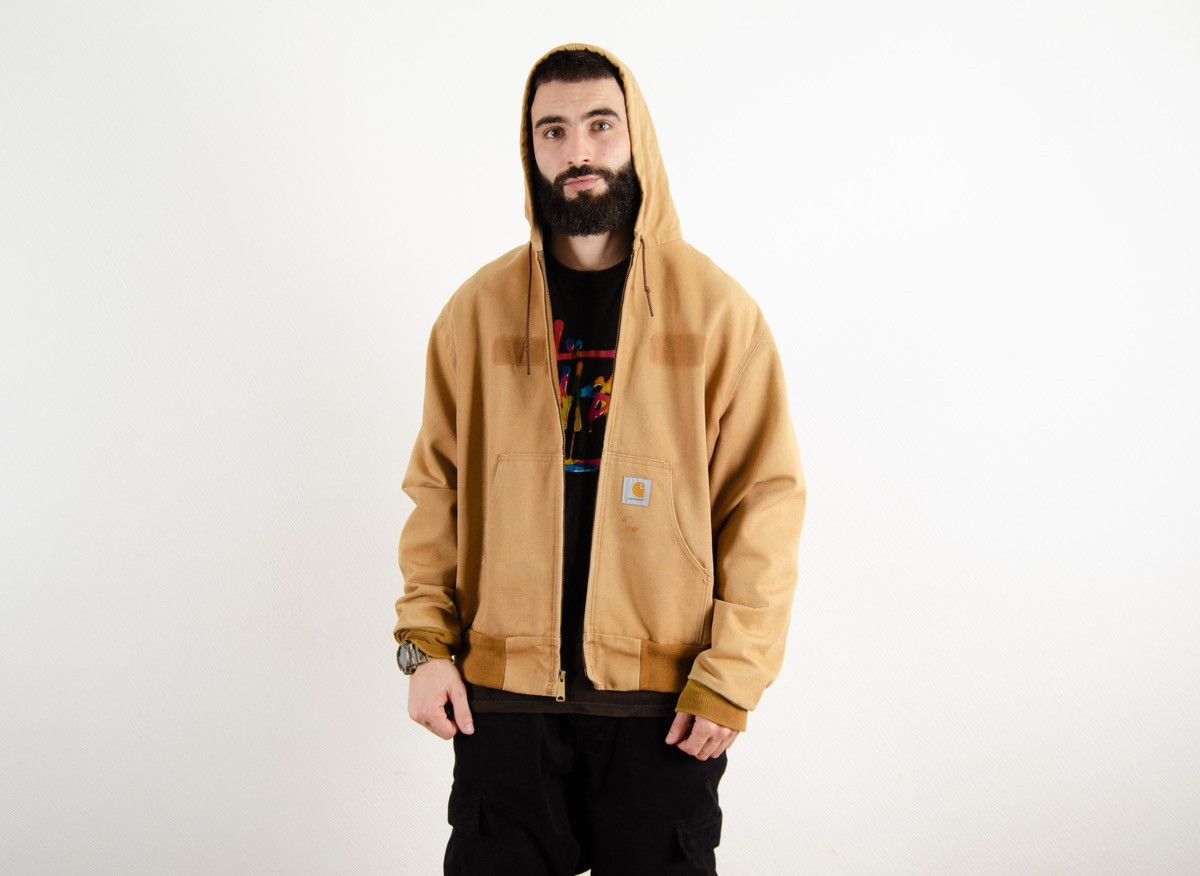 Carhartt Vintage Carhartt Sunfaded Distressed Hooded Jacket Bomber Size US L / EU 52-54 / 3 - 1 Thumbnail