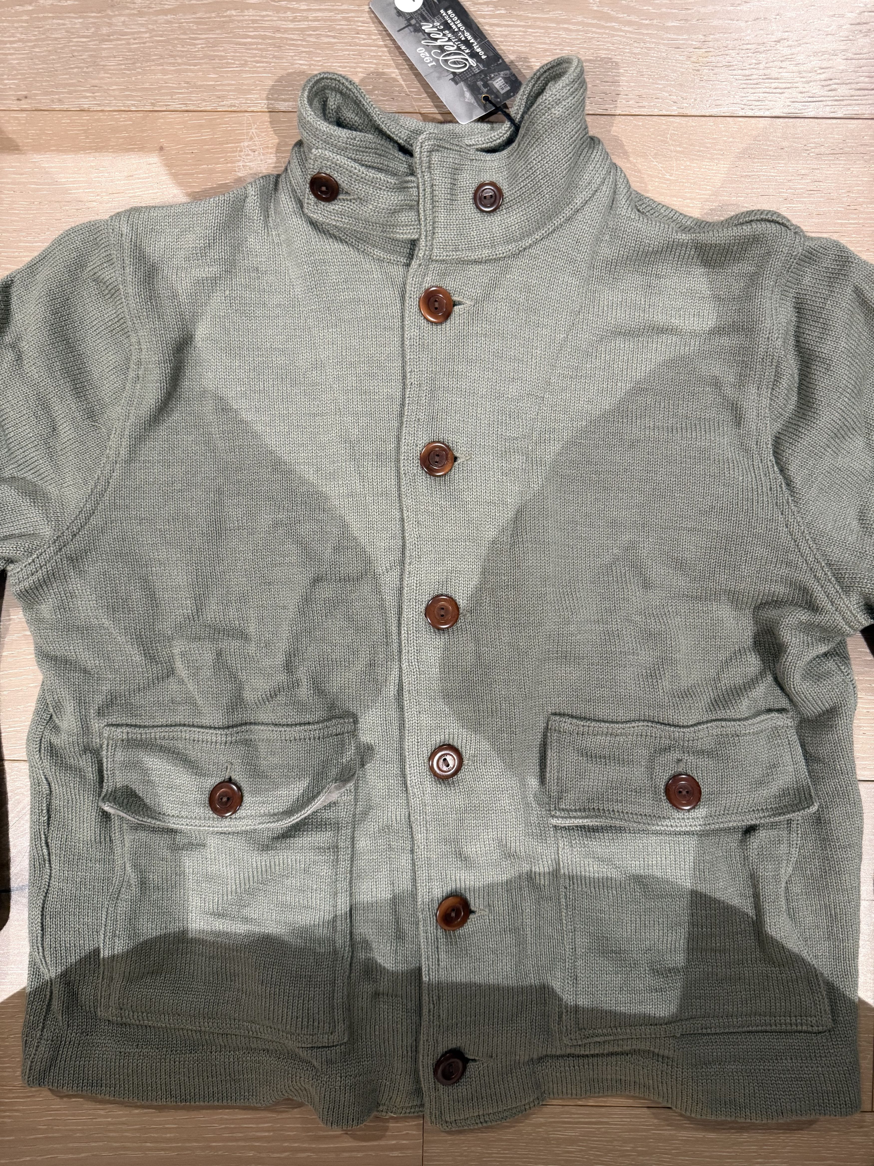 Dehen 1920 💚 Dehen 1920 Submariner Sweater Coat Sage Large NEW Size US L / EU 52-54 / 3 - 9 Thumbnail
